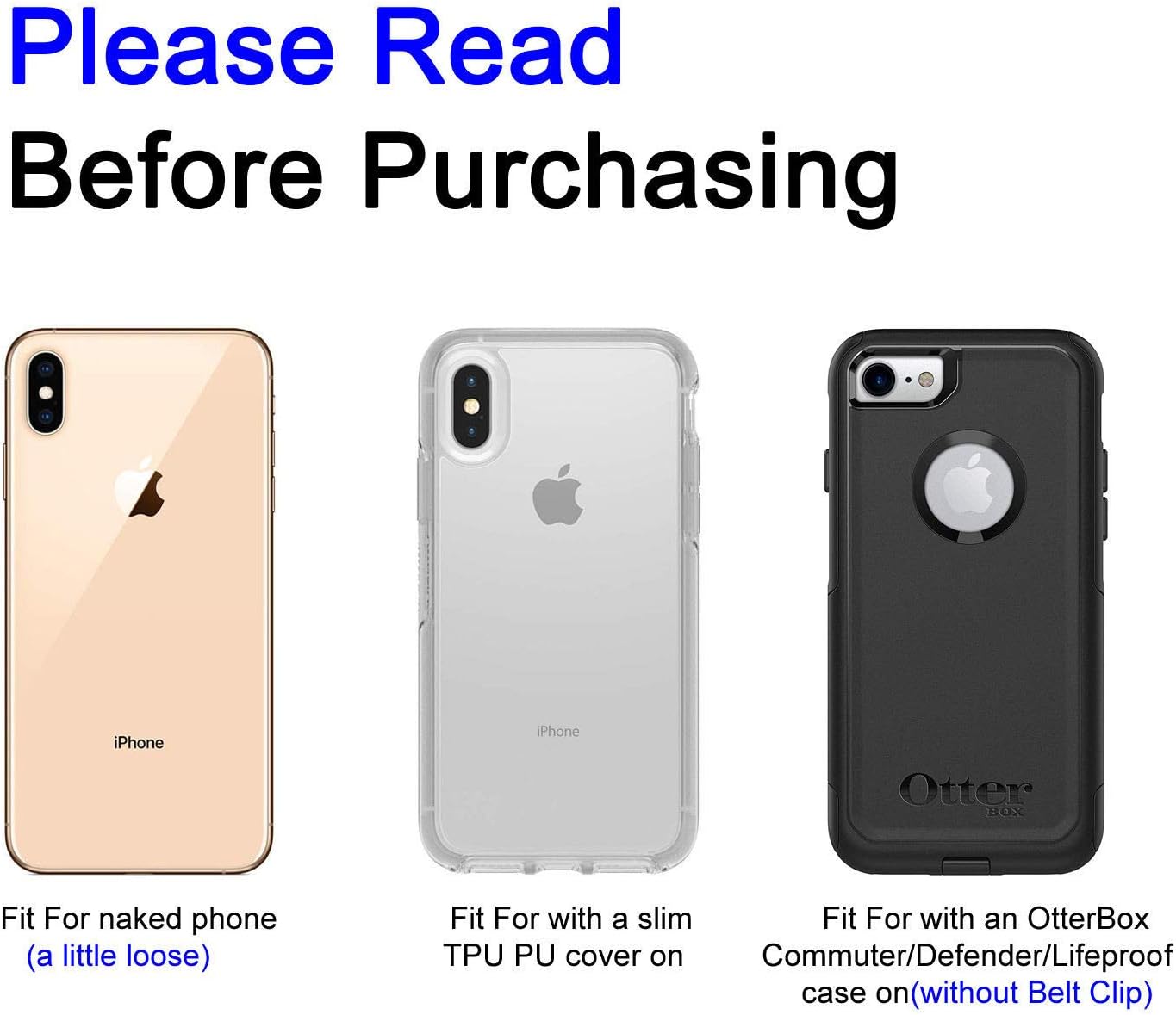 Phone Holster for iPhone 16 15 14 Pro Max 13 12 11 XR X XS SE 8 Plus 7 Plus 6s 6 Nylon Cell Phone Pouch Belt Holder Carrying Case with Belt Clip Loops,Black