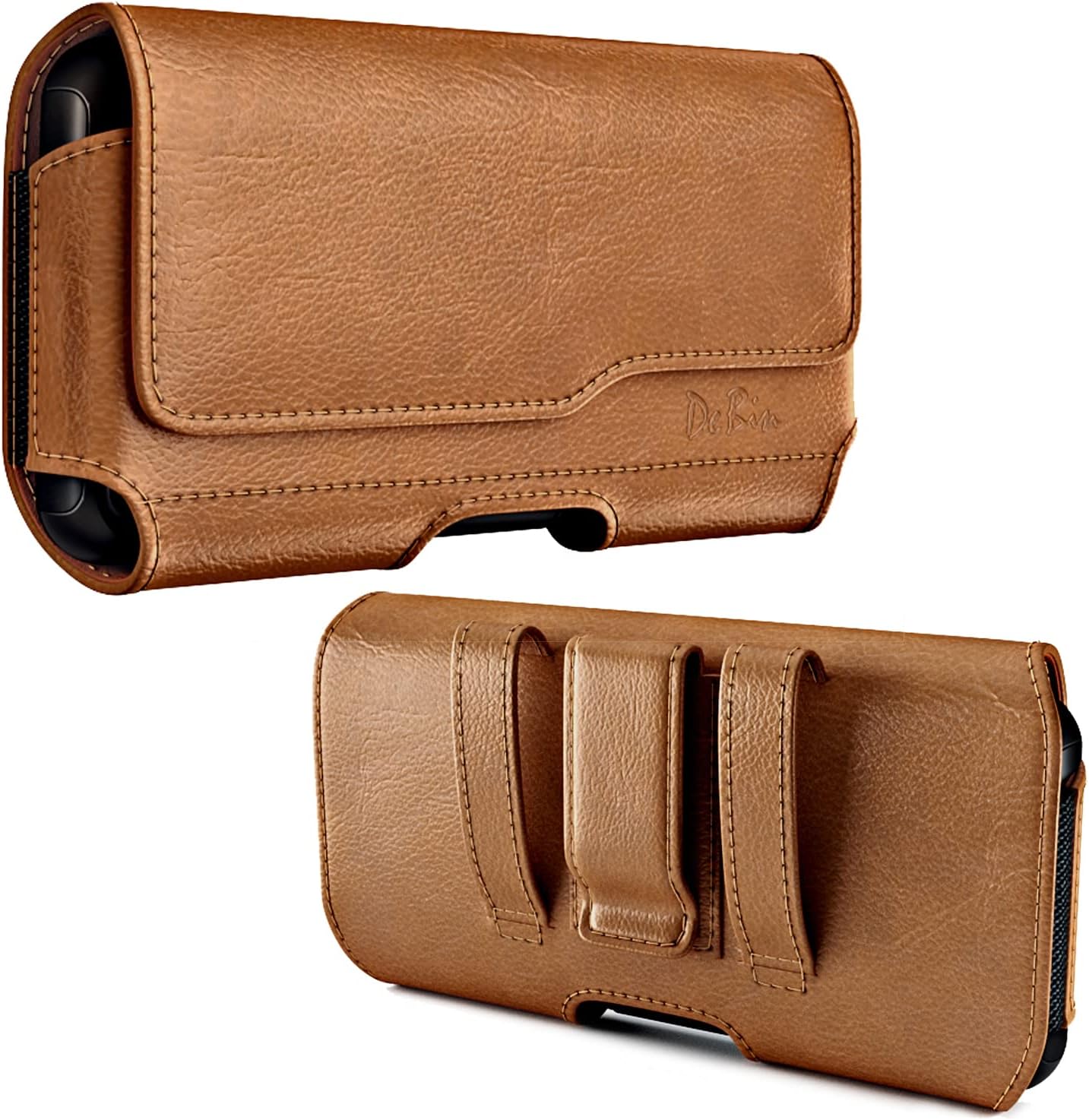 DeBin Case for Galaxy A15 A25 A35 A54 5G A53 A52 A51 A50 A20 Note 20 10+ Note 9 8 XCover Pro S24 FE S23 FE Cell Phone Belt Holder Holster Clip Pouch Cover (Fits Samsung Phone with Otterbox Case) Brown