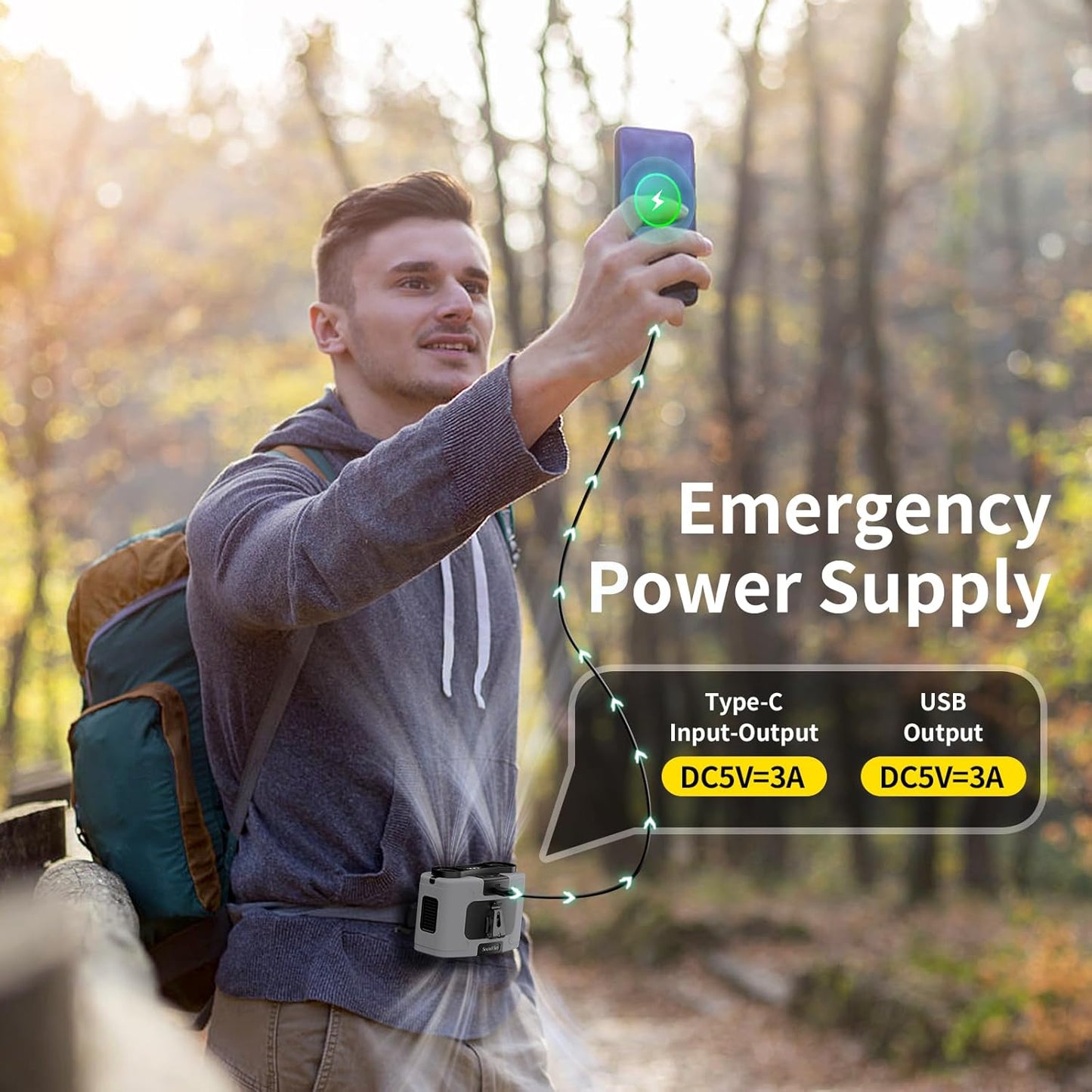 Socool 20000mAh Portable Waist Fan Clip on Wearable Belt Personal Fan Rechargeable, 40H Cooling Battery Operated with 10 Speeds & Dual Air Outlets, Neck Fans Hanging for Outdoor Jobsite Camping