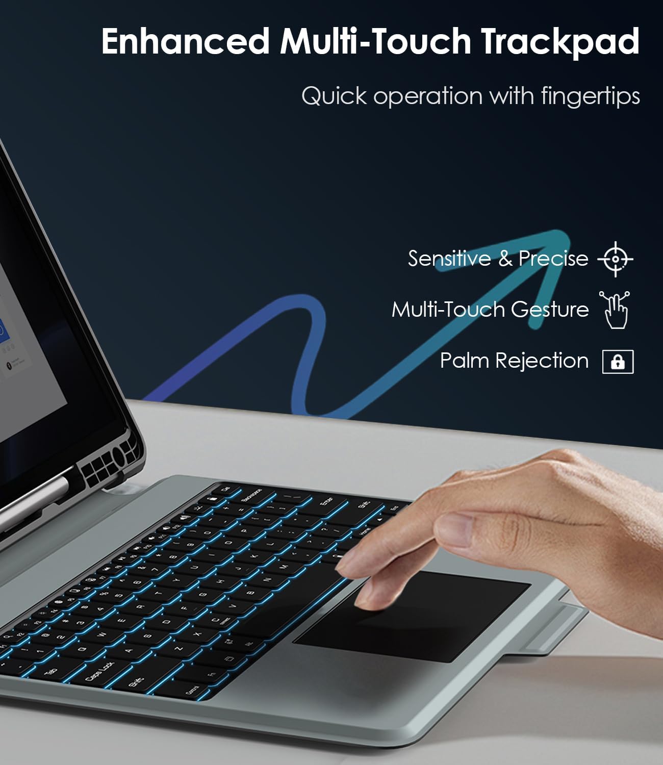 Nillkin for Samsung Galaxy Tab S9 FE Plus Case with Detachable Keyboard, Multi-Touch Trackpad, 7-Color Backlit, S Pen Holder, Rugged Keyboard Case with Camera Cover for Samsung Tablet S9 FE+ 12.4"