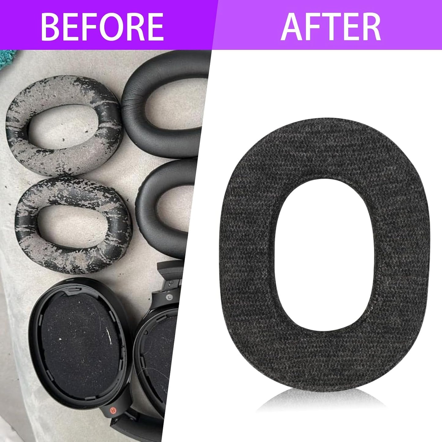 Skin-Friendly Cotton Replacement Earpads for Sony WH-1000XM2/MDR-1000X, Skin-Friendly Cotton Ear Pads Cushions with High-Density Noise Isolation Foam, Keep Warm (Dark Gray)
