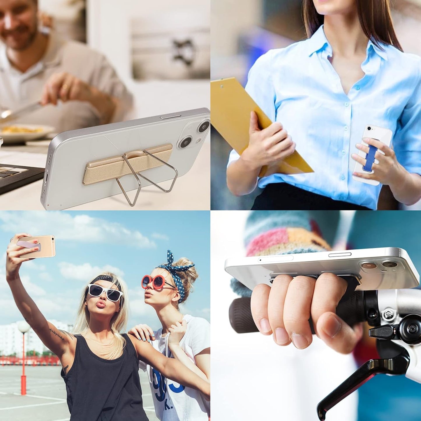 Phone Grip, 5 Pcs Phone Strap Holder for Hand Phone Loop Finger Holder Suitable for iPhone Samsung and Most Smartphones(Black, Silver,Rose Gold,Gold,Blue 5PCS)