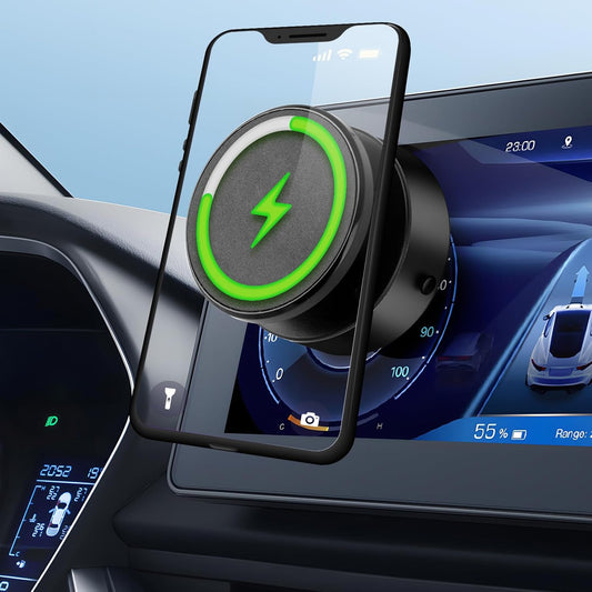 2025 Upgraded Electric Vacuum Magnetic Car Phone Holder,15W Wireless Charger Car Magnetic Phone Mount,Universal Car Phone Holder Compatible with Magsafe for iPhone 16/15/14/13/12/Pro & All Phones