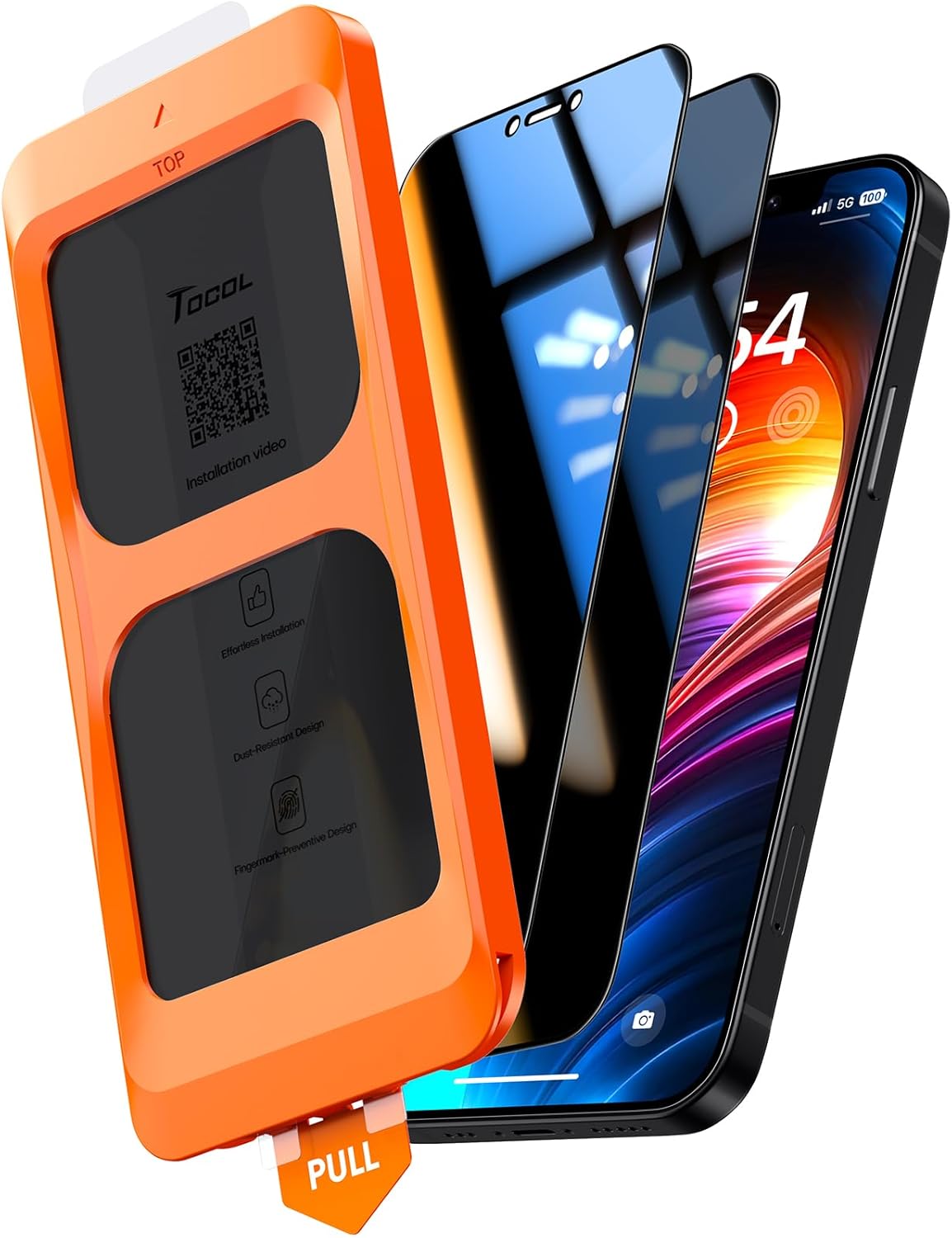 TOCOL for iPhone 12 Privacy Screen Protector True 25°Anti Spy 9H+ Hardness Tempered Glass for iPhone iPhone 12 Full Coverage Screen Protector Easy Installation 2 Pack