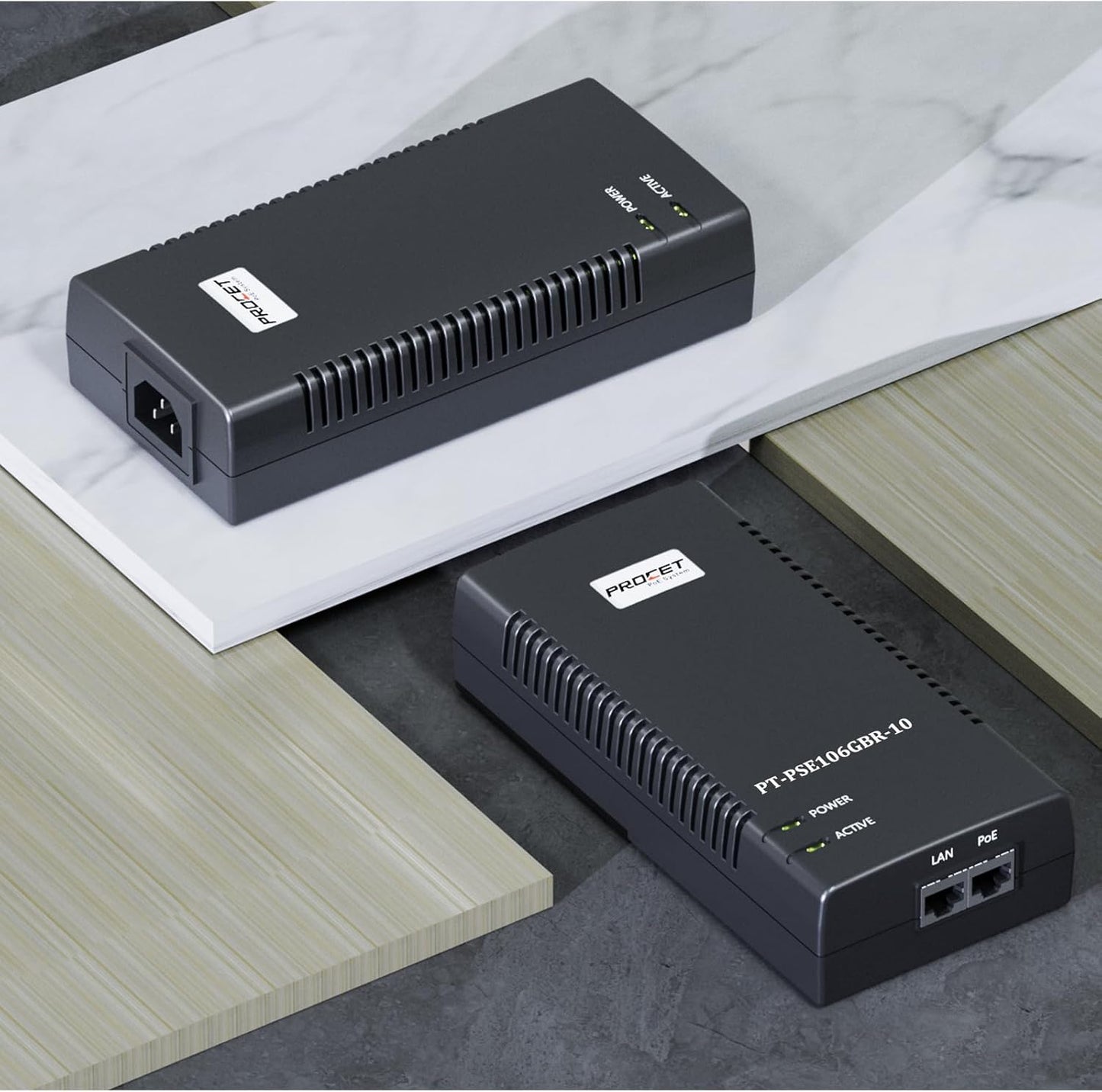 PROCET Gigabit PoE Iniector 90W PoE++ Power Injector with 6KV Surge Protector, IEEE802.3af/at Compliant for PTZ Camera, PoS System, Kiosk, Wireless AP, IP Cameras, PT-PSE106GBR-L