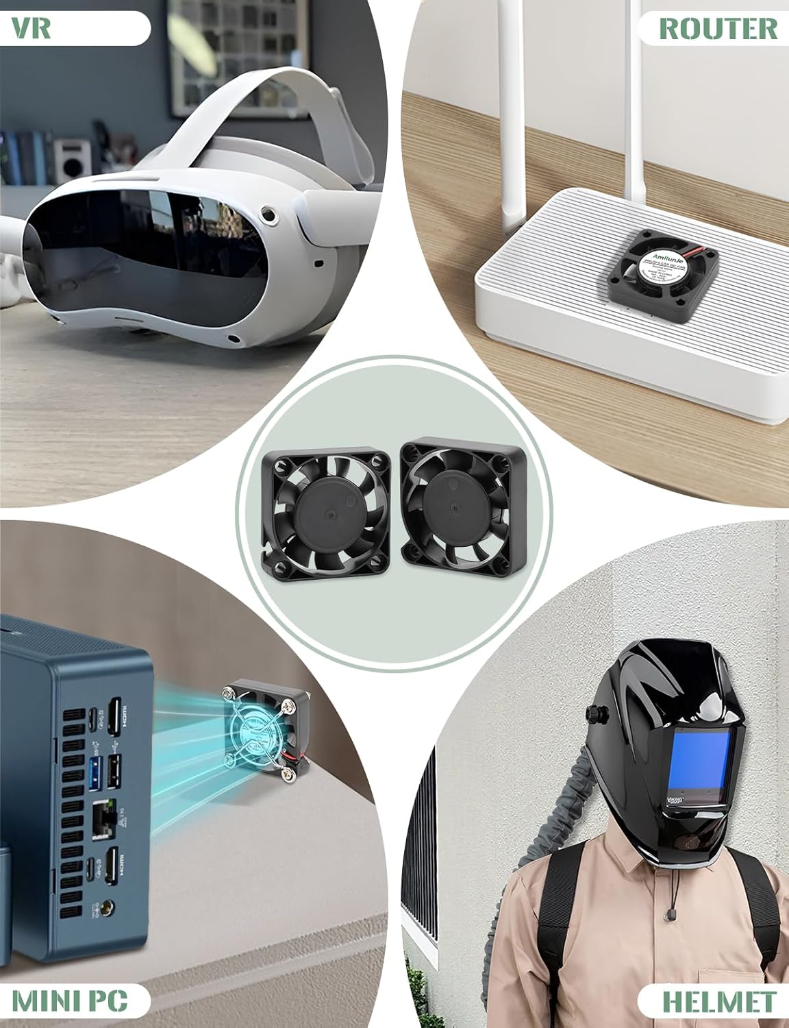 2 Packs USB Fan 40mm x 10mm DC 5V Mini Cooling Brushless Box Fan for Computer Terrarium PlayStation PC Case Xbox Welding Helmet Aquarium Router