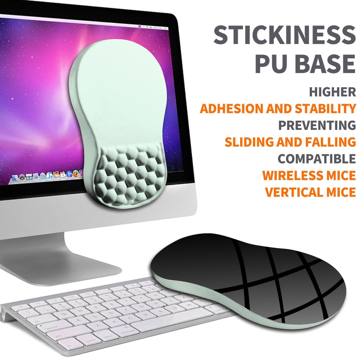 Ergonomic Joint Wrist Support Mouse Pad with Memory Foam Cushion Massage Bump, Carpal Tunnel Pain Relief Mousepad Slope Design for Wrist Rest, 11.8x7.9 in, LightCyan