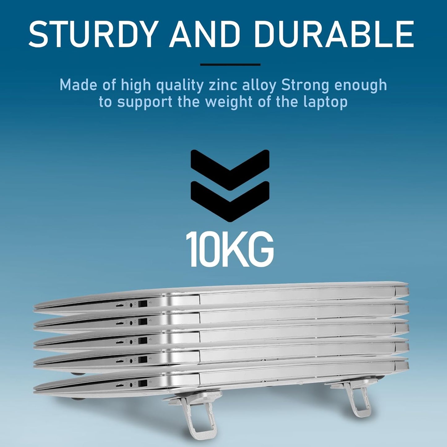 Bewudy 2 Pcs Portable Keyboard Riser With Dual Tilt Angle Adjustment, Foldable Laptop Stand, Mini Computer Stand for Desk, Self-Adhesive Feet for Most Keyboards (Silver)