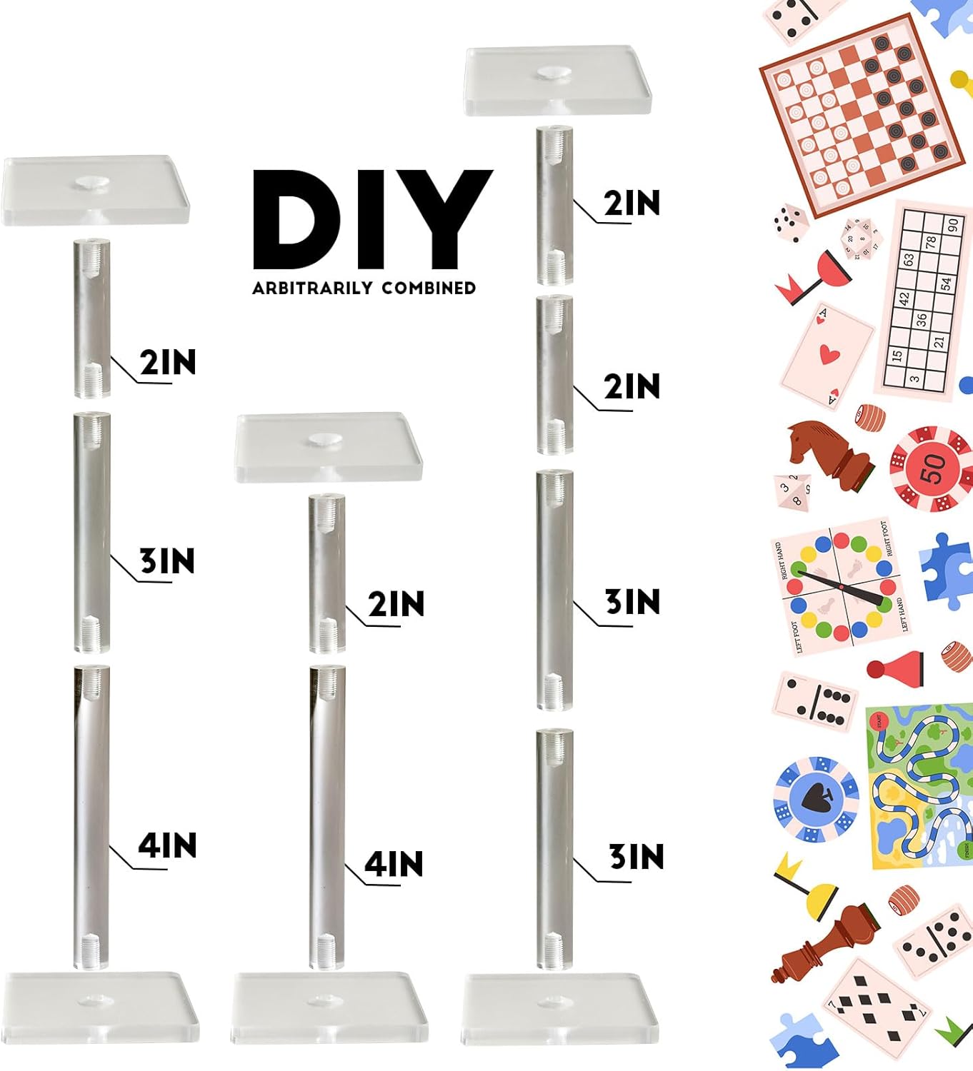 AAiphuwew 6pcs Combat Risers for Flying Miniatures, Adjustable Height Multi-Tiered Raised Platforms Flying Miniatures Combat Riser for Tabletop RPG and Board Games