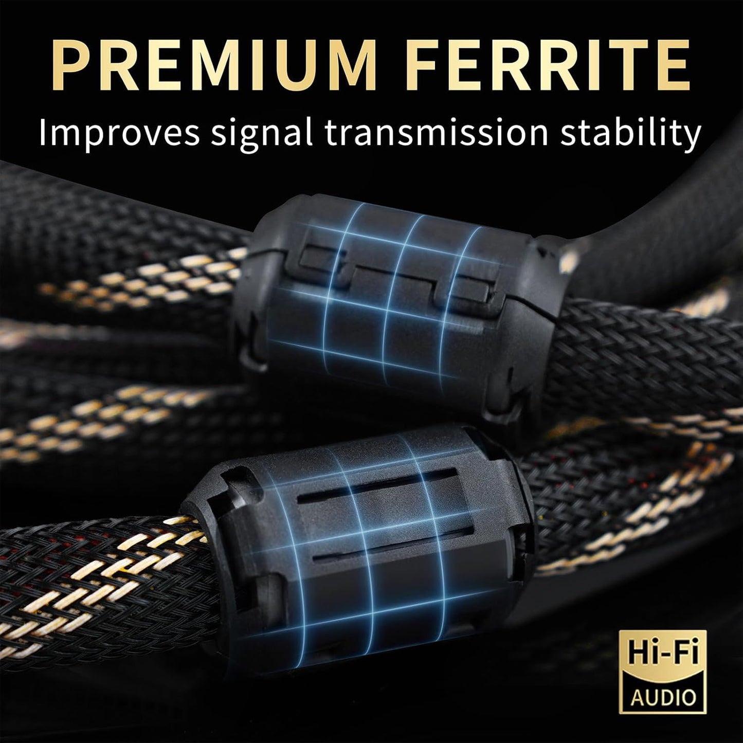 10 AWG Audiophile HiFi Speaker Audio Cable–4N OFC Core,24K Gold-Plated Banana Plugs with Nylon Braid,Compatible with Amplifier,Speakers,AV Receiver & Home Theater(9.84ft/3m) 2-Pack