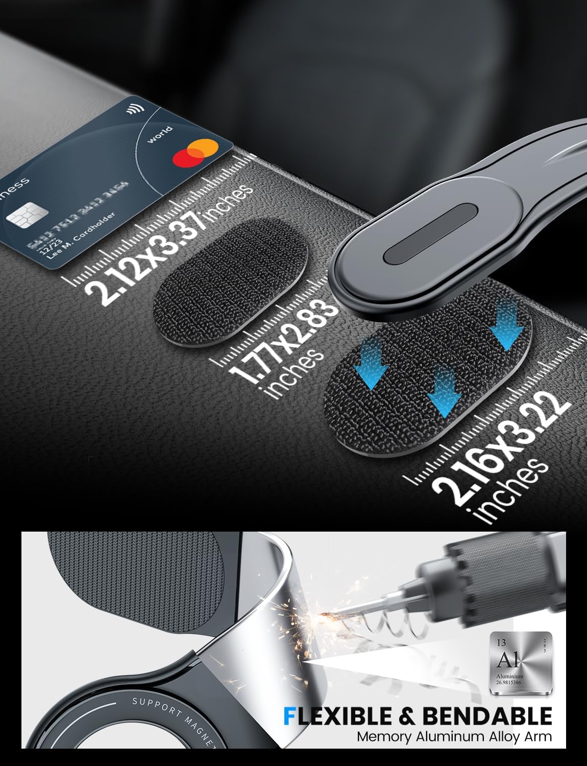 eSamcore for MagSafe Car Mount Detachable, Bendable Aluminum Arm Magnetic Phone Holder for Car【20 Strong Magnets】 Cell Phone Mount for Car Dash Fit iPhone 16 15 14 13 Pro Max Mini Mag Safe Accessories