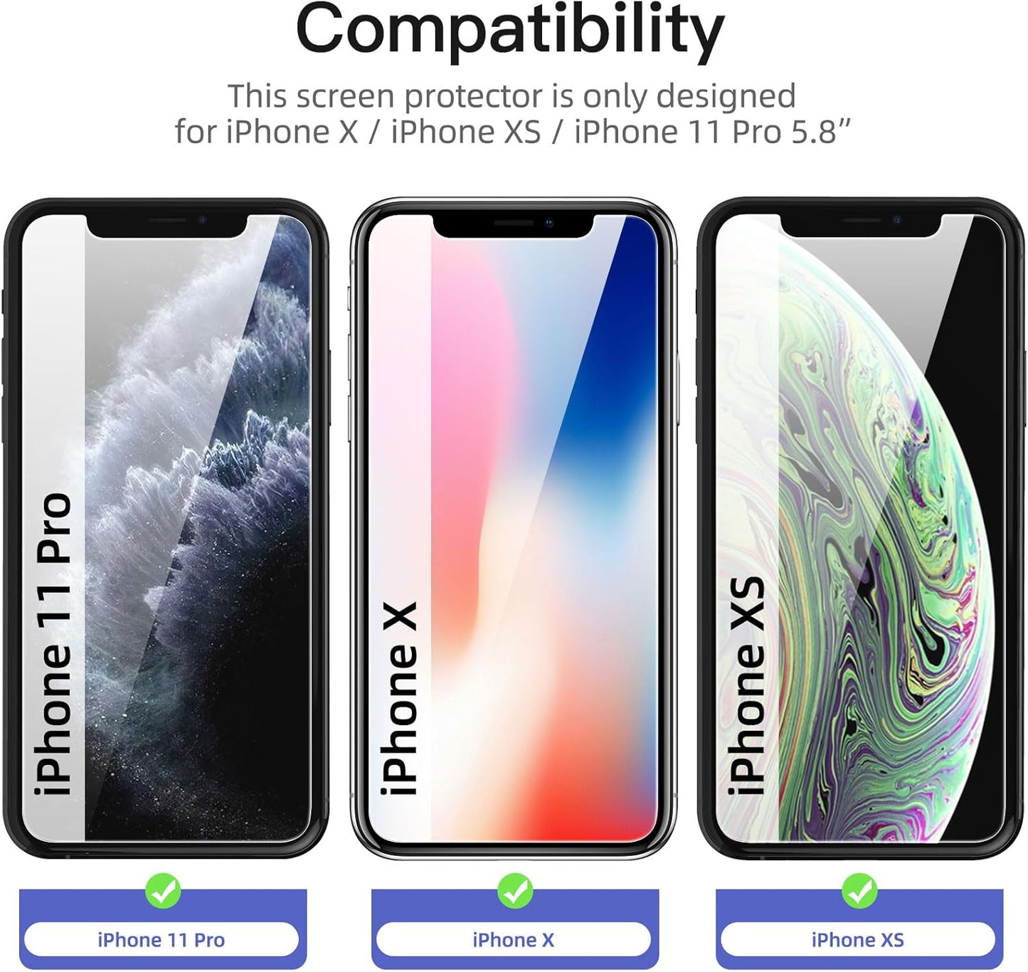 NEW'C 3 Pack Privacy for iPhone 11 Pro, iPhone X, iPhone XS Screen Protector (5.8"), Enhanced 28-Degree Privacy Angle, Ultra Durable 9H Hardness, Bubble-Free