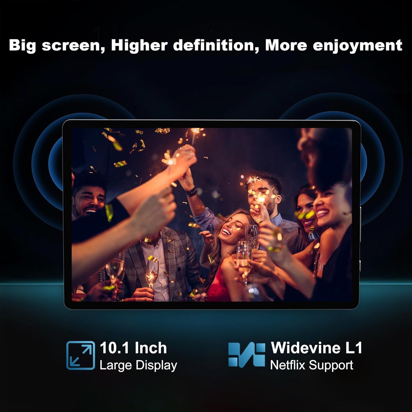 Android 14 Tablet with Keyboard，16GB RAM 128GB ROM 1TB Expand, 8000mAh Battery, 10.1 inch Tablet with 13MP+8MP Camera/Bluetooth/GPS/WiFi/HD Display (Light Blue)