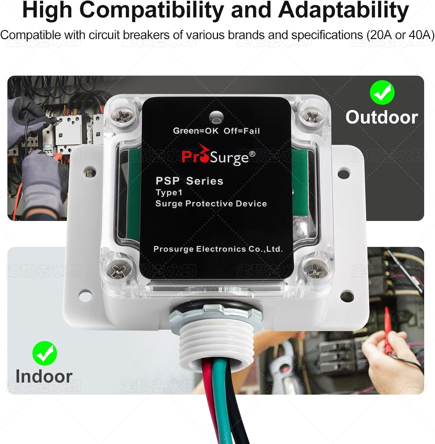 HVAC Surge Protector,Whole House Surge Protector,Single-Phase,3-Wire for 120/240V, 25KA(Surge Capacity per Phase),UL Listed
