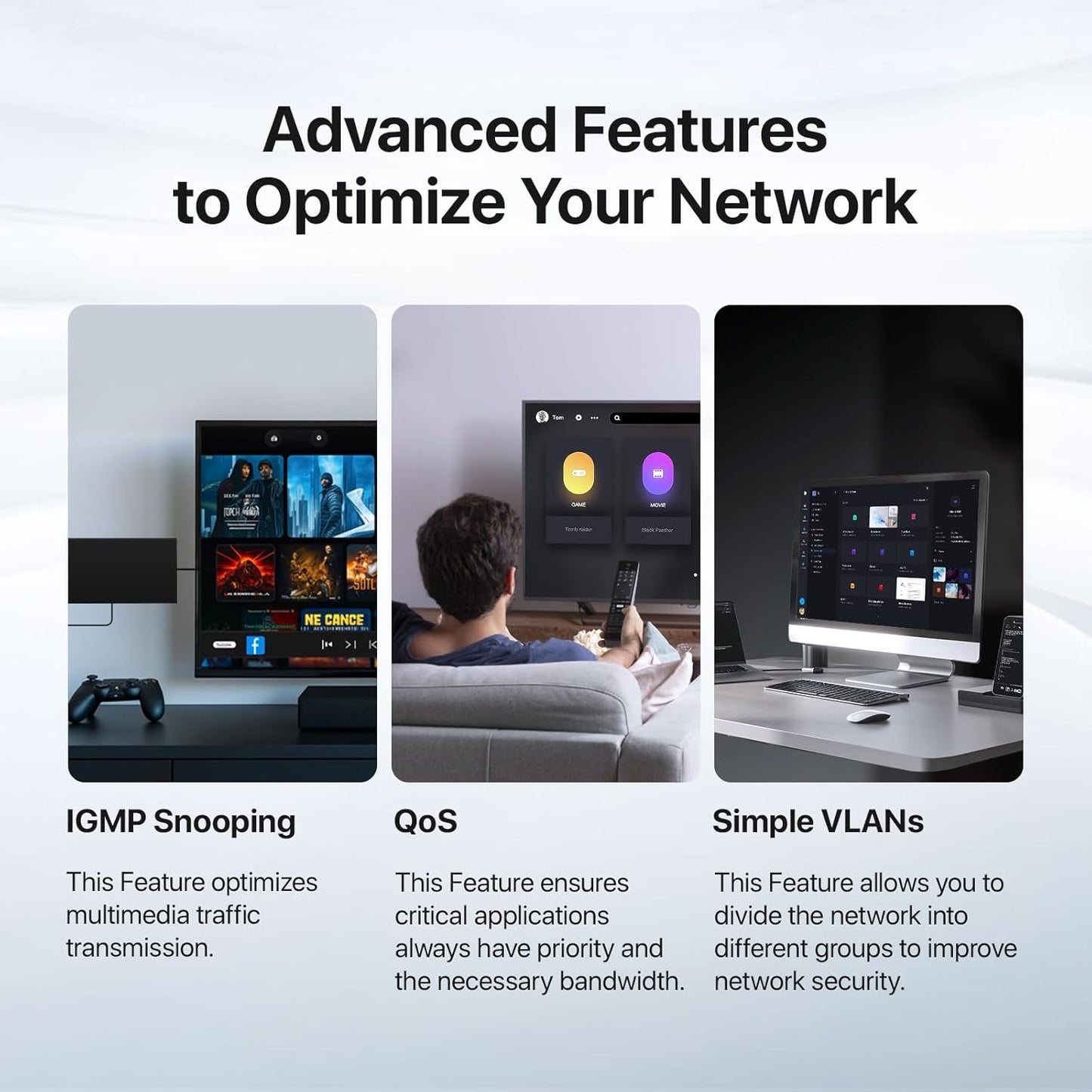 Tenda TEG208E 8 Port Managed Gigabit Switch, Easy Smart Managed, Base-T Ports, Desktop/Wall-Mount, VLAN/IGMP/LAG/QoS, 16Gbps Switching Capacity, Fanless Metal Design