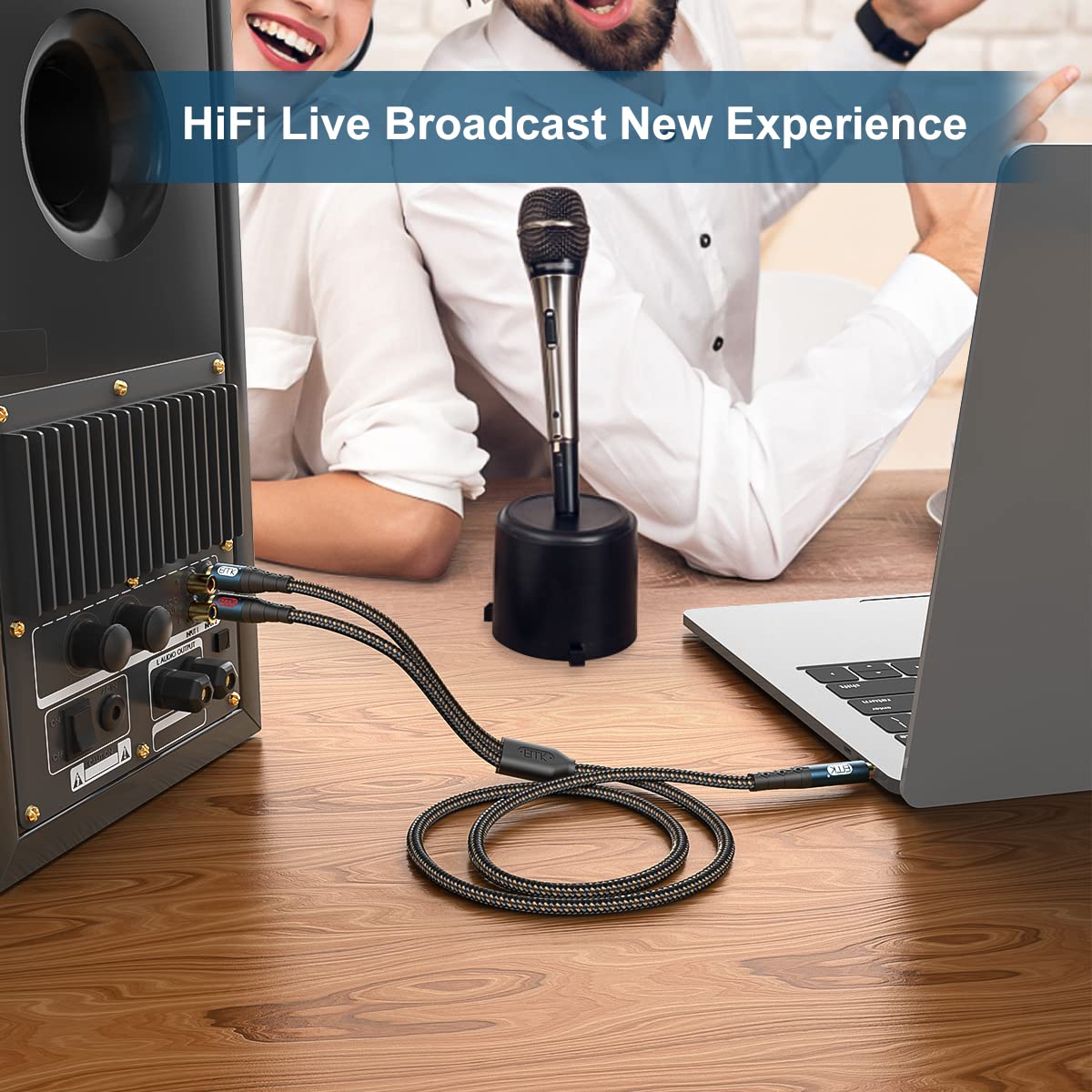 EMK 3.5mm to 2RCA Cable 24K Gold-Plated Nylon Braided RCA to Auxiliary Stereo Audio Headphone Male to Male 1/8 to RCA Cord for Tablet,Subwoofer,Home Theater,DVD Speaker,MP3/MP4,Player 15ft/5m