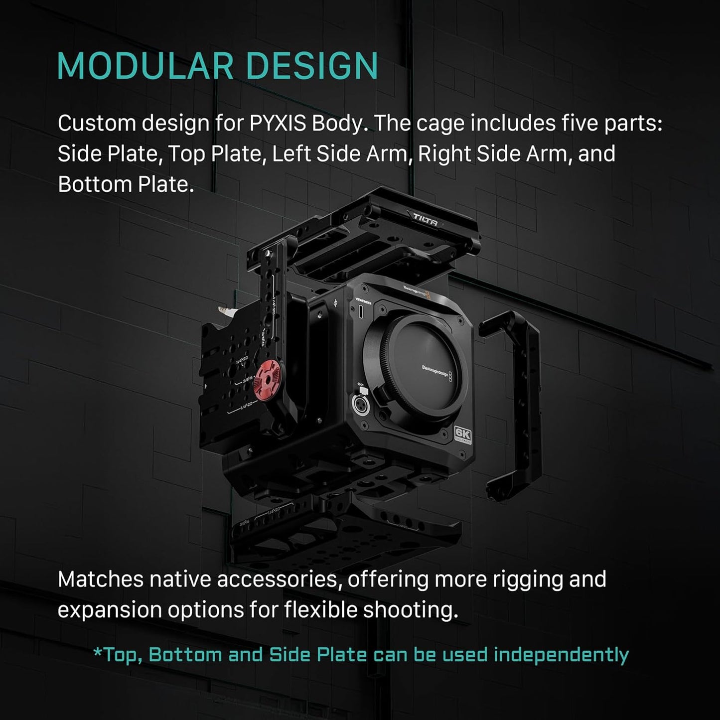 Tilta Camera Cage Pro Kit V-Mount Compatible with Blackmagic Pyxis 6K/12K| Full Cage, Top Handle, V-Mount Battery Plate, Side Plate, Bottom Plate, Universal 15mm Baseplate w/Rods, and Mini Tool