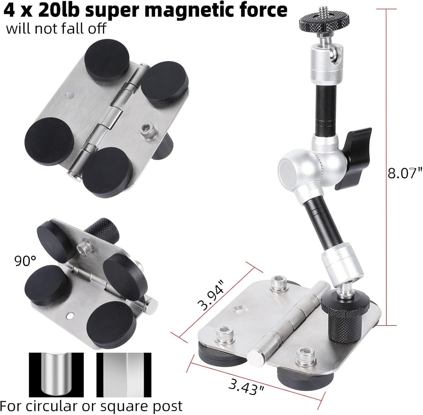 Magnetic Phone Fence Post Mount + Fence Clip Kit for Gamechanger for Mevo Start, GoPro, iPhone, DJI Osmo Pocket 3 and Action Cameras, for Recording Baseball,Softball and Tennis Games