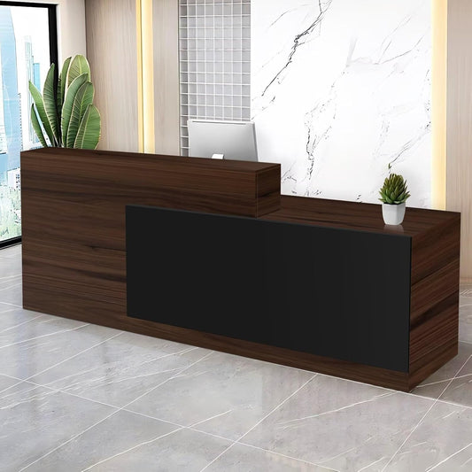 Reception Desk with Counter Modern Checkout Counter with Lockable Drawer Keyboard Tray Receptionist Desk for Office Salon Reception Table H Right 79inch/200cm