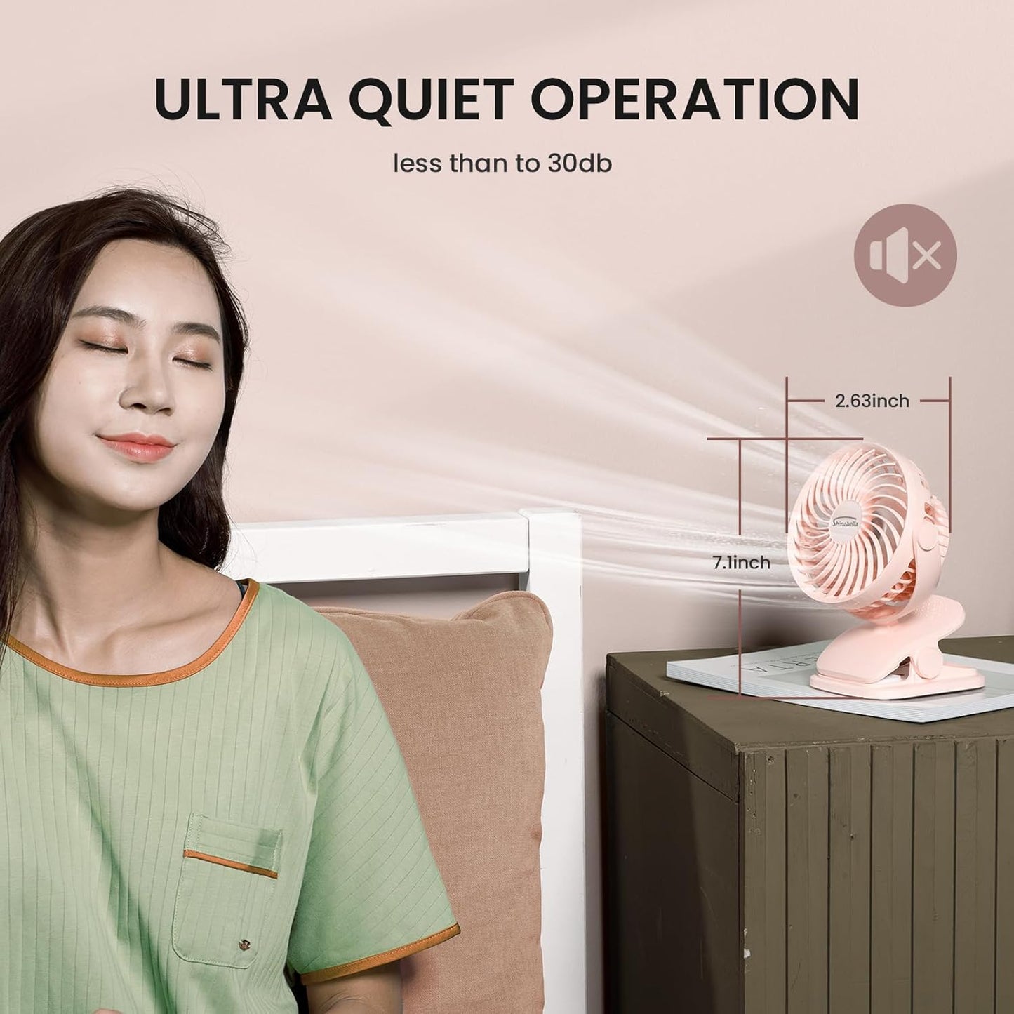 Shinebella AA Battery Powered Clip on Fan with 4-Speed, 5’’ Small Desk Fan with Aroma Function, USB Powered, 360°Rotation, Ultra Quiet, for Golf Cart, Stroller, Bedroom,Car(Batteries Not Included)