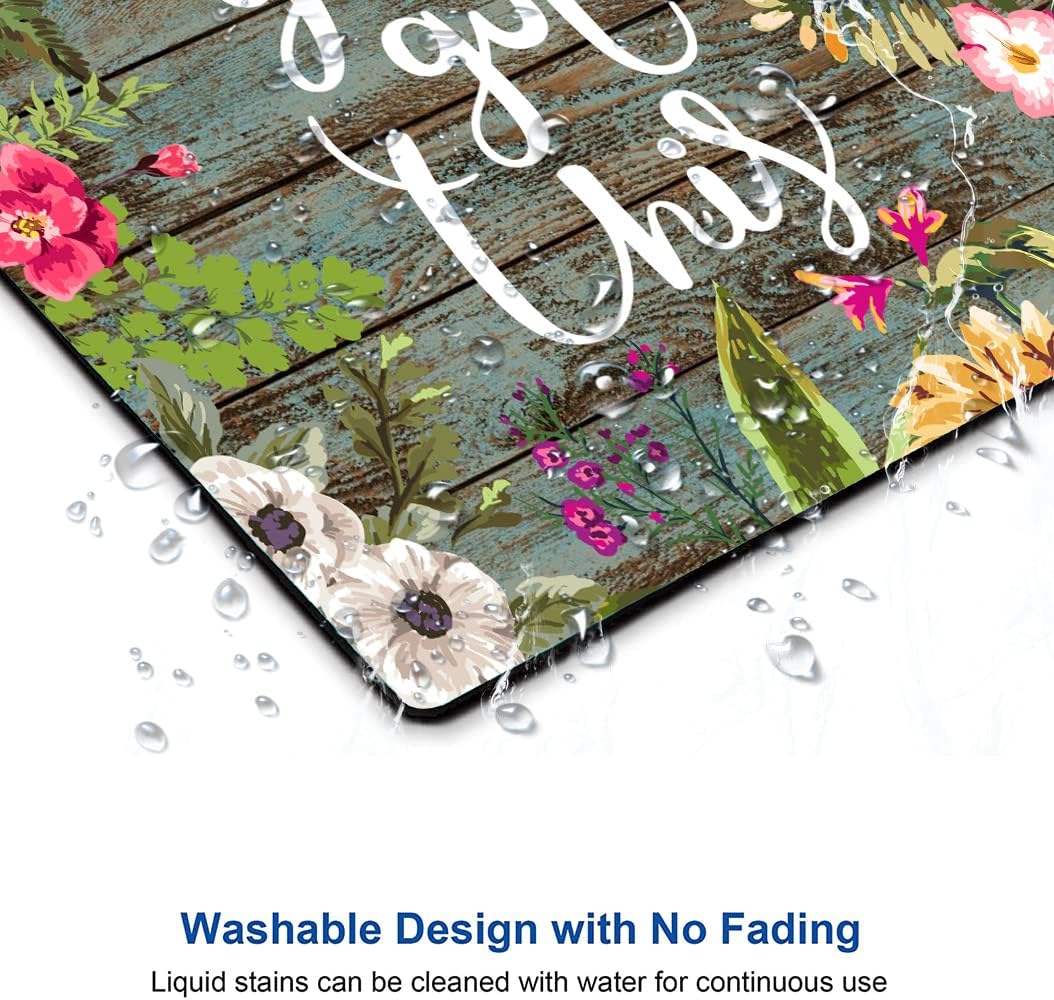 Mouse Pad, Floral Inspirational Quote Mousepad, Square Waterproof Pad Non-Slip Rubber Base MousePads for Office Laptop, 9.5inchx7.9inchx0.12inch Inch (Motiavation You Got This)