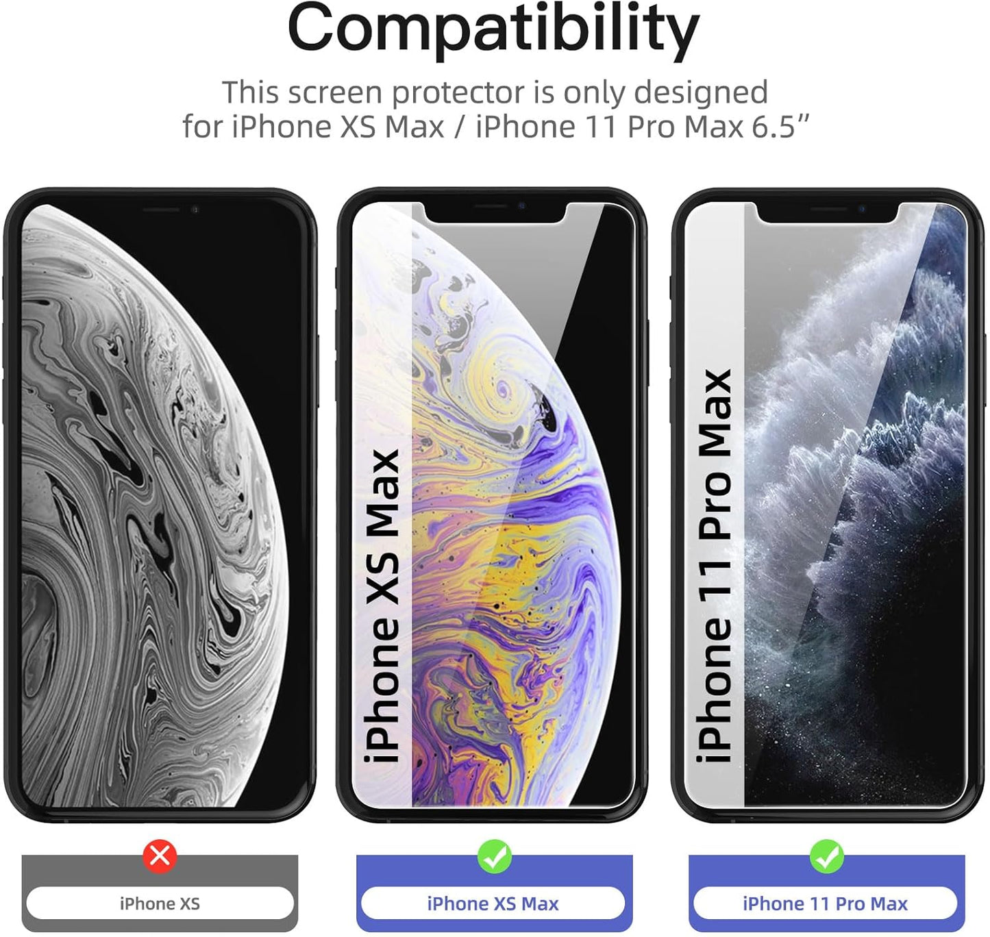 NEW'C 3 Pack Privacy for iPhone 11 Pro Max, iPhone XS Max Screen Protector (6.5"), Enhanced 28-Degree Privacy Angle, Ultra Durable 9H Hardness, Bubble-Free