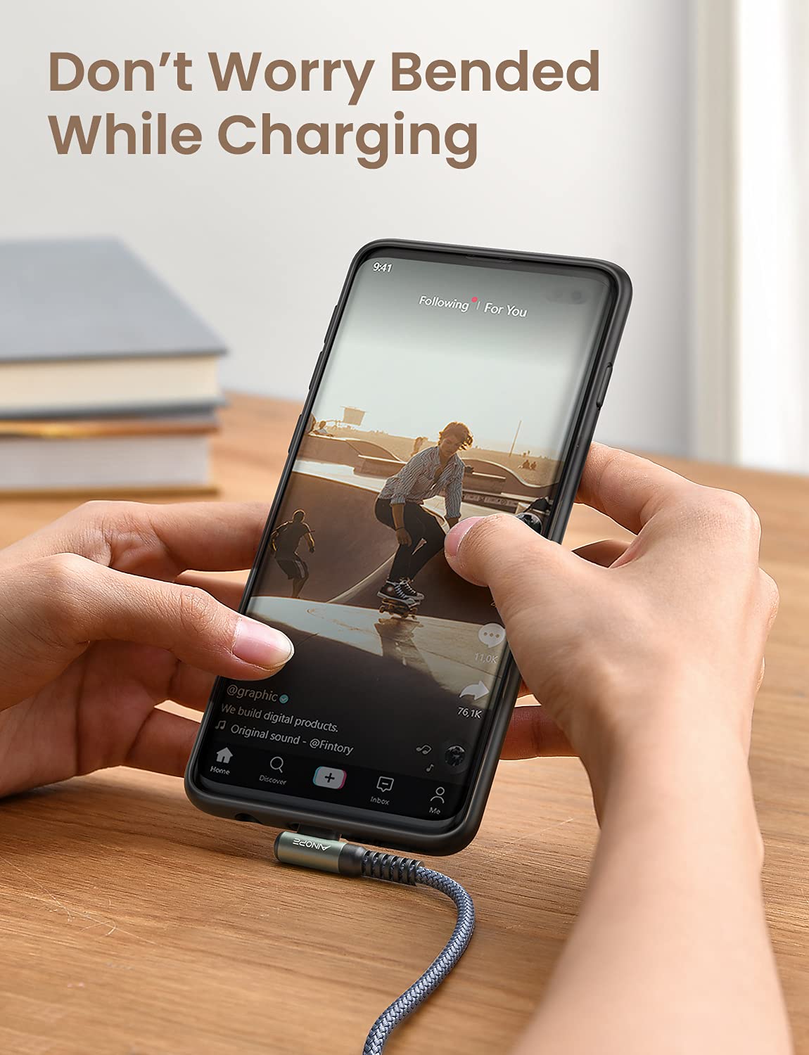 AINOPE USB to USB C Cable [5-Pack, 6.6ft] 3.1A Type C Charger Fast Charging, Right Angle USB to C Cable for Galaxy A15 A25 A35 A55 A54, S10+ S10 S9, Note 20 10 9, LG V30, Moto G, iPhone 16 15 Cord