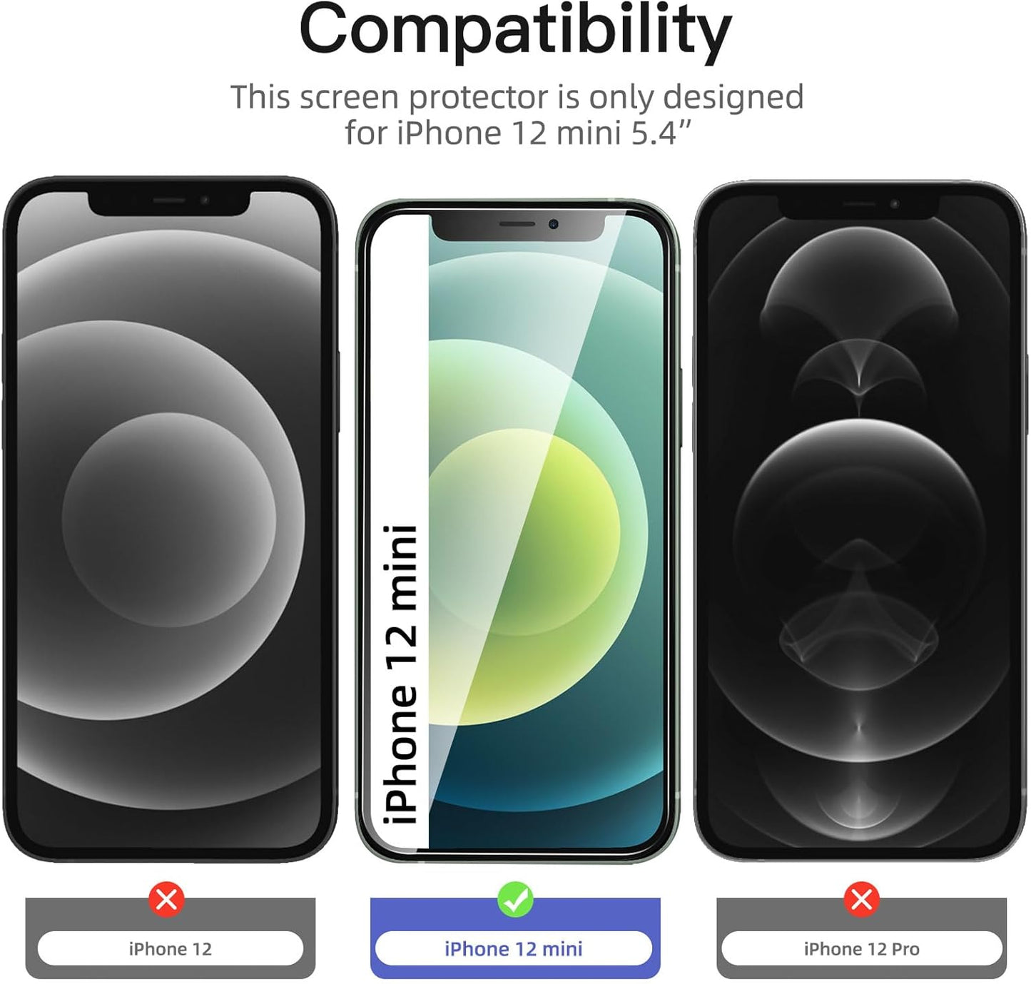 NEW'C 3 Pack Privacy for iPhone 12 Mini Screen Protector (5.4"), Enhanced 28-Degree Privacy Angle, Ultra Durable 9H Hardness, Bubble-Free