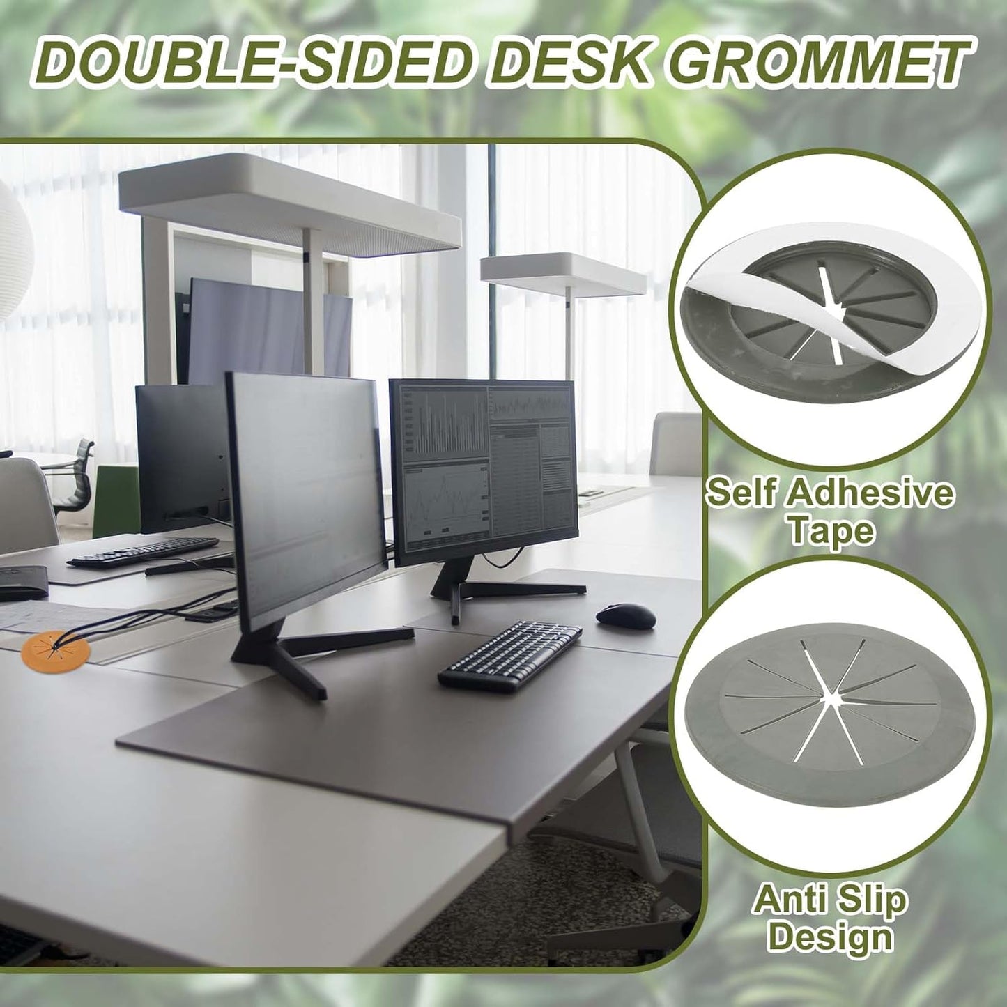 PATIKIL Desk Grommet 2-3/8", 4 Pcs Round Cable Grommet Cord Hole Cover with Adhesive Tape Flexible Table Wire Organizer for Office Home Table Countertop, Gray