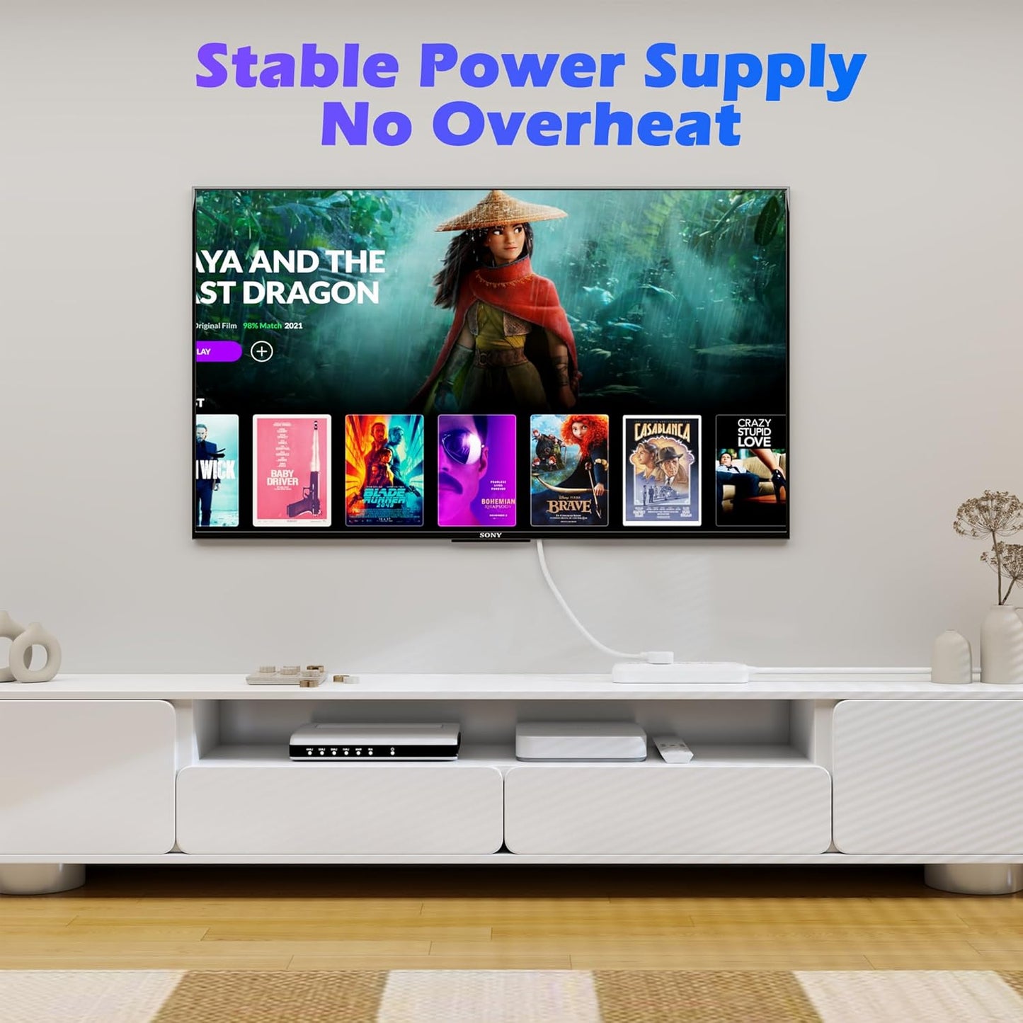 Adoreen 2 Ft Computer TV Replacement Power Cord White, Low Profile Flat Plug 18AWG 3-Prong AC Universal Power Supply Cable NEMA 5-15P to IEC 320 C13 for Printer, PC, Monitor TV LCD, ETL+Ties