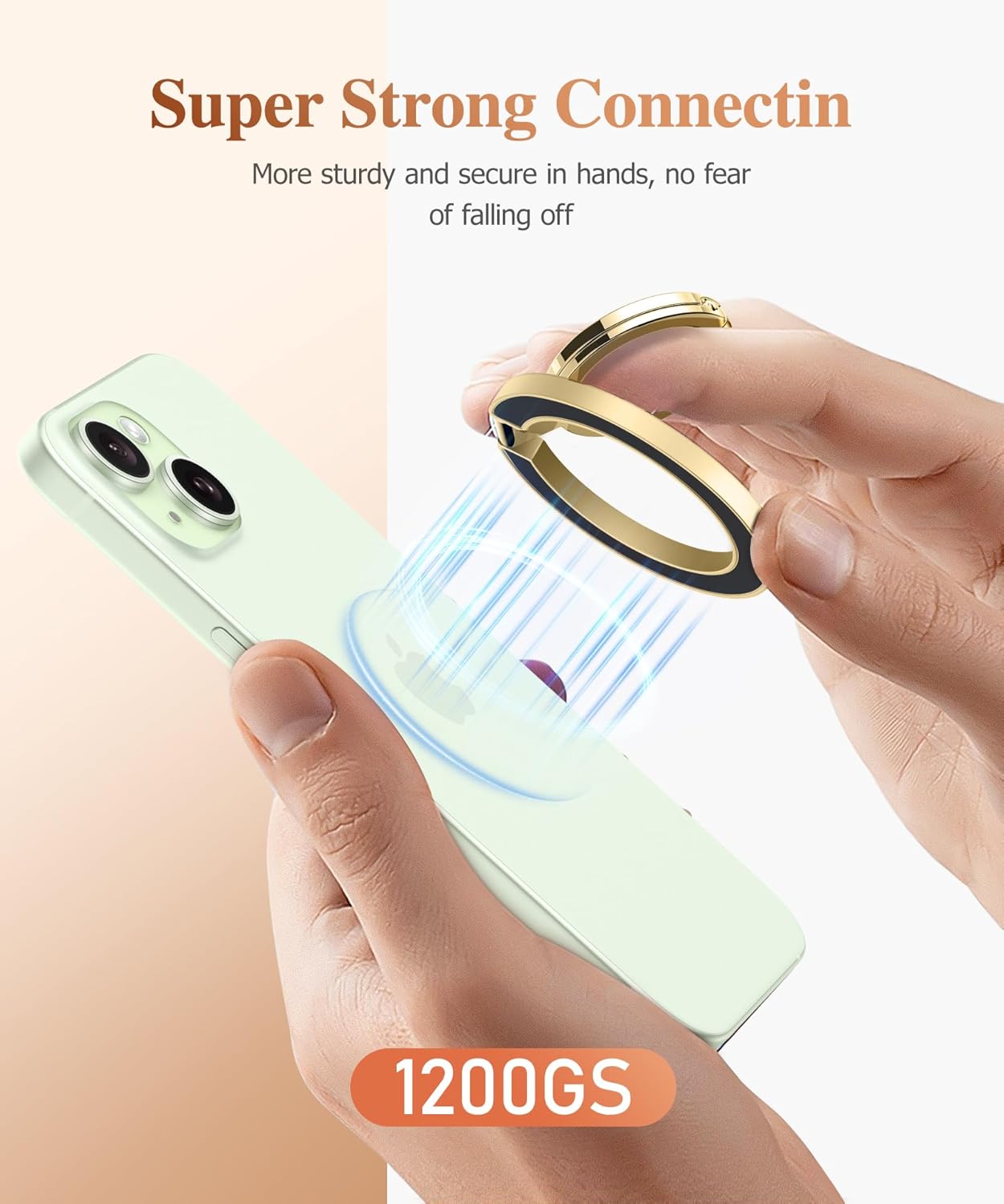 GVIEWIN Magnetic Phone Ring Holder, Compatible with MagSafe Phone Grip with Adjustable Stand, Magnet Phone Ring Kickstand for iPhone 16 Pro Max/Plus/15/14/13/12 Series/Other Phones (Desert Dream)