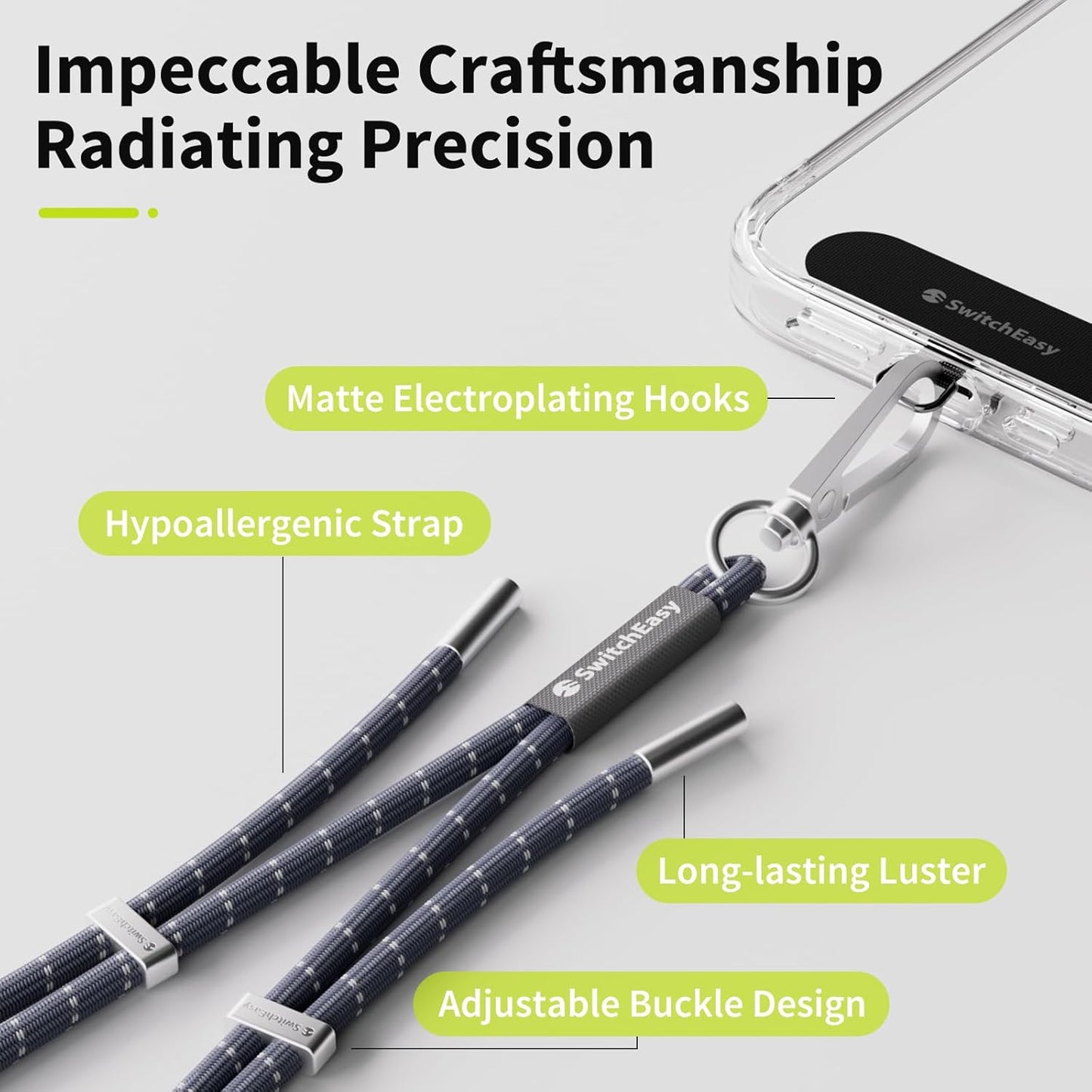 SWITCHEASY 6mm Adjustable Crossbody Phone Strap Compatible with Most Phones, Anti-Theft & Ant-Drop, Hands Free for Phone Lanyard Crossbody with Strap Card Phone Tether Tab - EasyStrap (Midnight Navy)