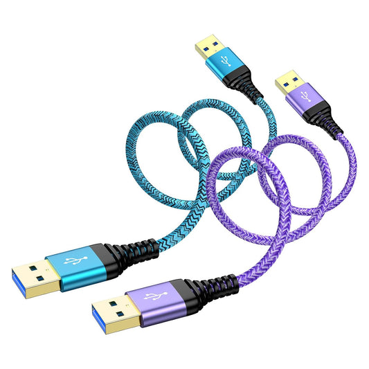 USB to USB Cable 10 FT, 2Pack Extra Long USB3.0 Male to Male Type A to A Double Side USBCord for Data Transfer,Hard Drive Enclosures,Computer PC Cooling Pad/Fan,Laptop Cooler,DVD Player,TV,Hub,Printer