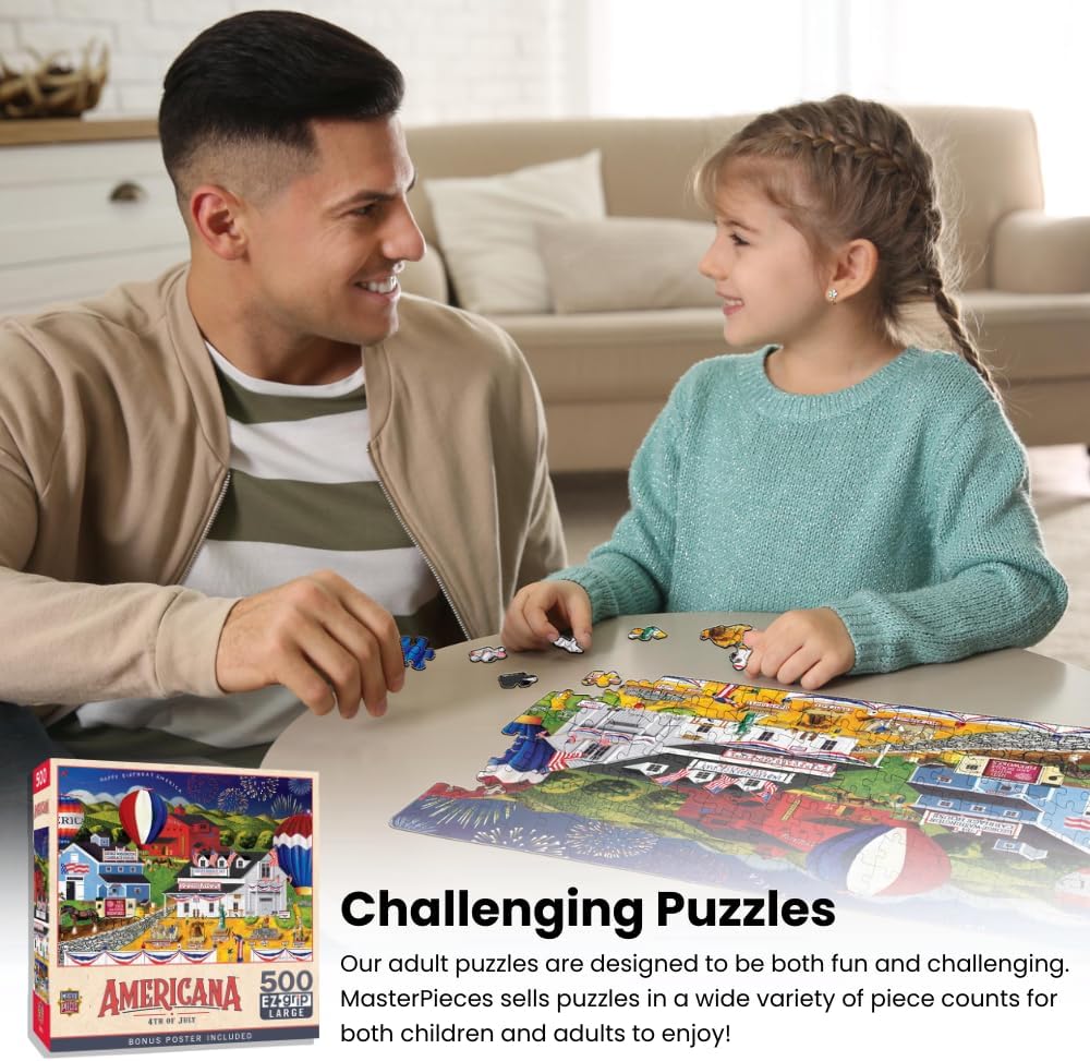 MasterPieces 500 Piece EZ Grip Jigsaw Puzzle for Adults, Family, or Youths - Harvest Street Party - 19.25"x26.75"