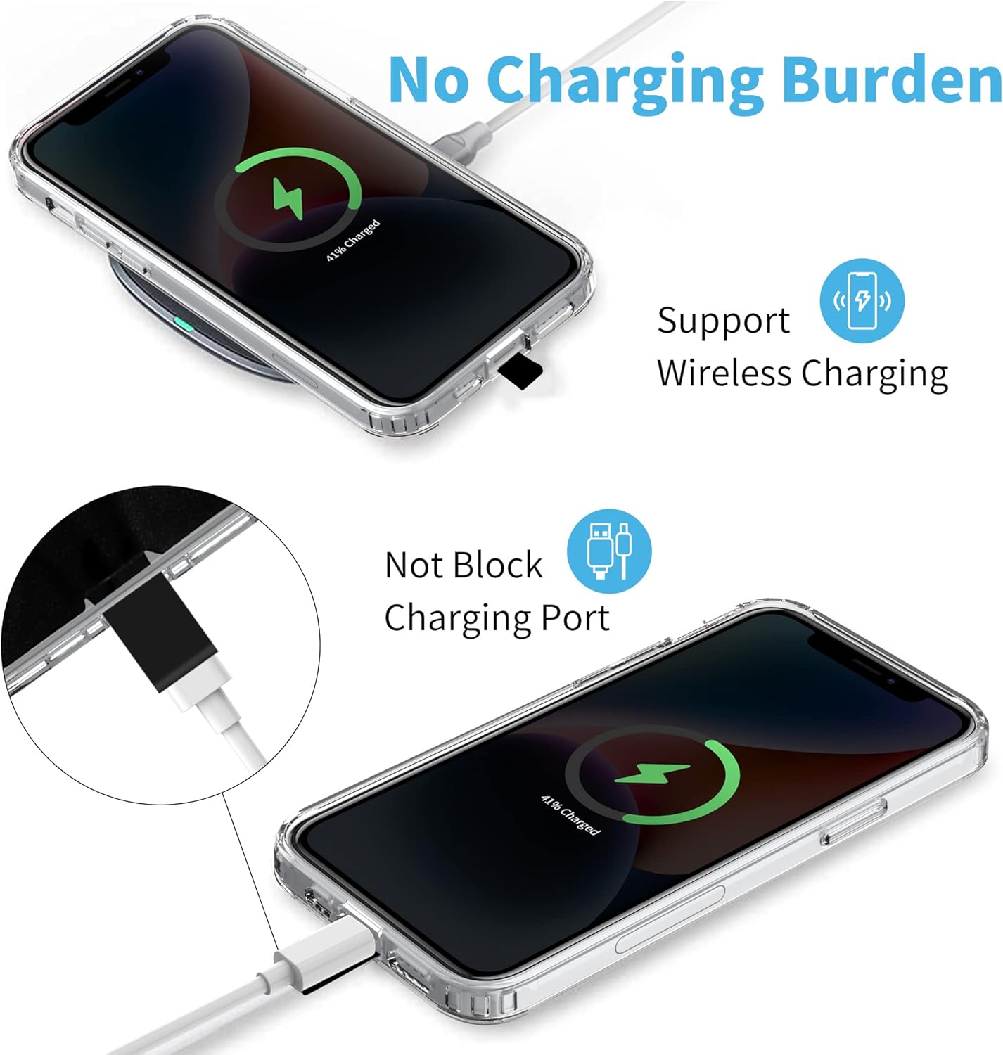 CACOE Phone Lanyard 2 PCS-2 PCS Adjustable Neck Strap,4 PCS Patches,Universal Crossbody Multifuctional Cell Phone Lanyards Compatible with Most Smartphones(Black+Bright Blue)