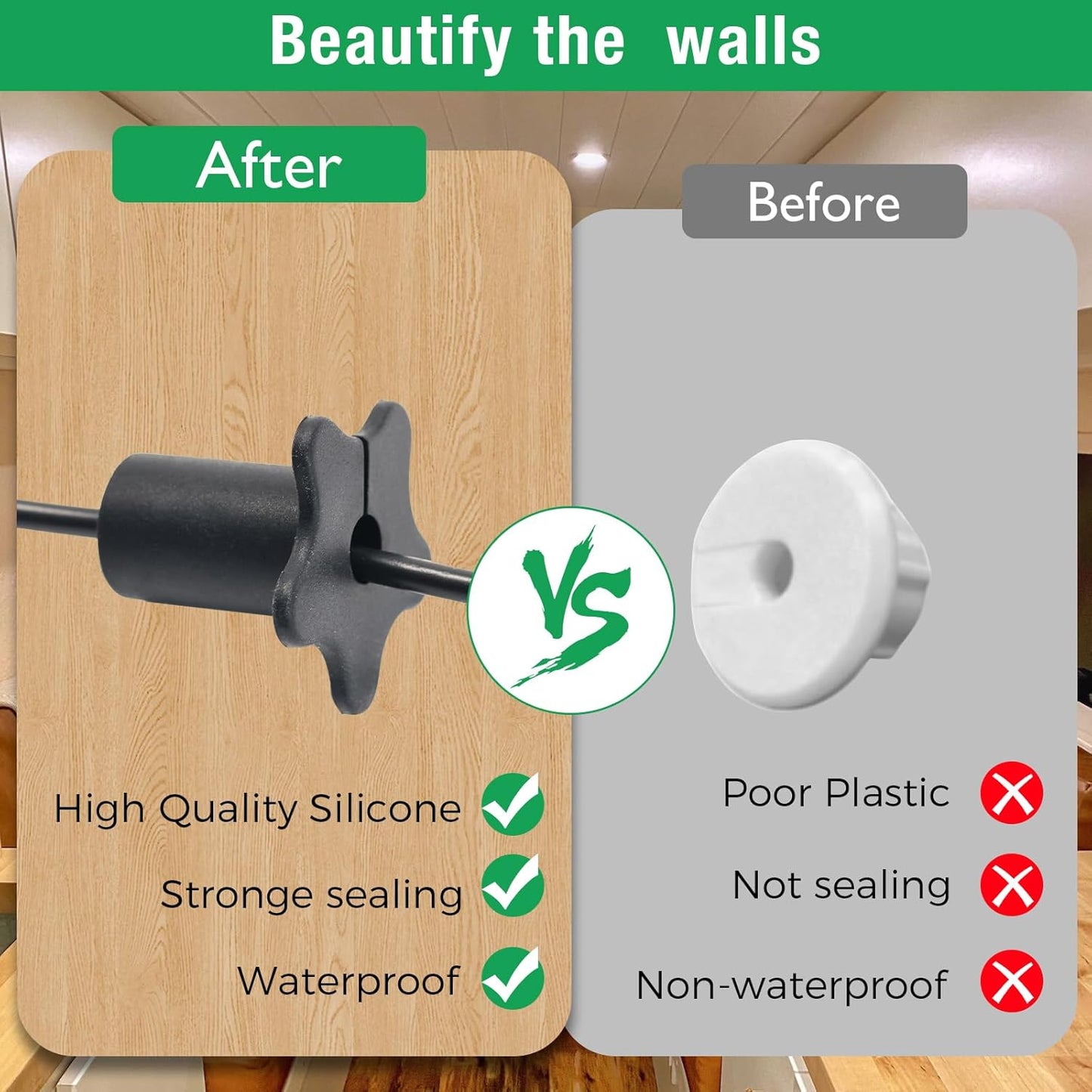 4pc Starlink Cable Grommet 5/8" Silicone Waterproof Wall Hole Pass Through Split Cable Bushings for TV Wire Ethernet Cord, Starlink Cable Routing Kit Accessories, 27.6mm/1.09" Ht, Black