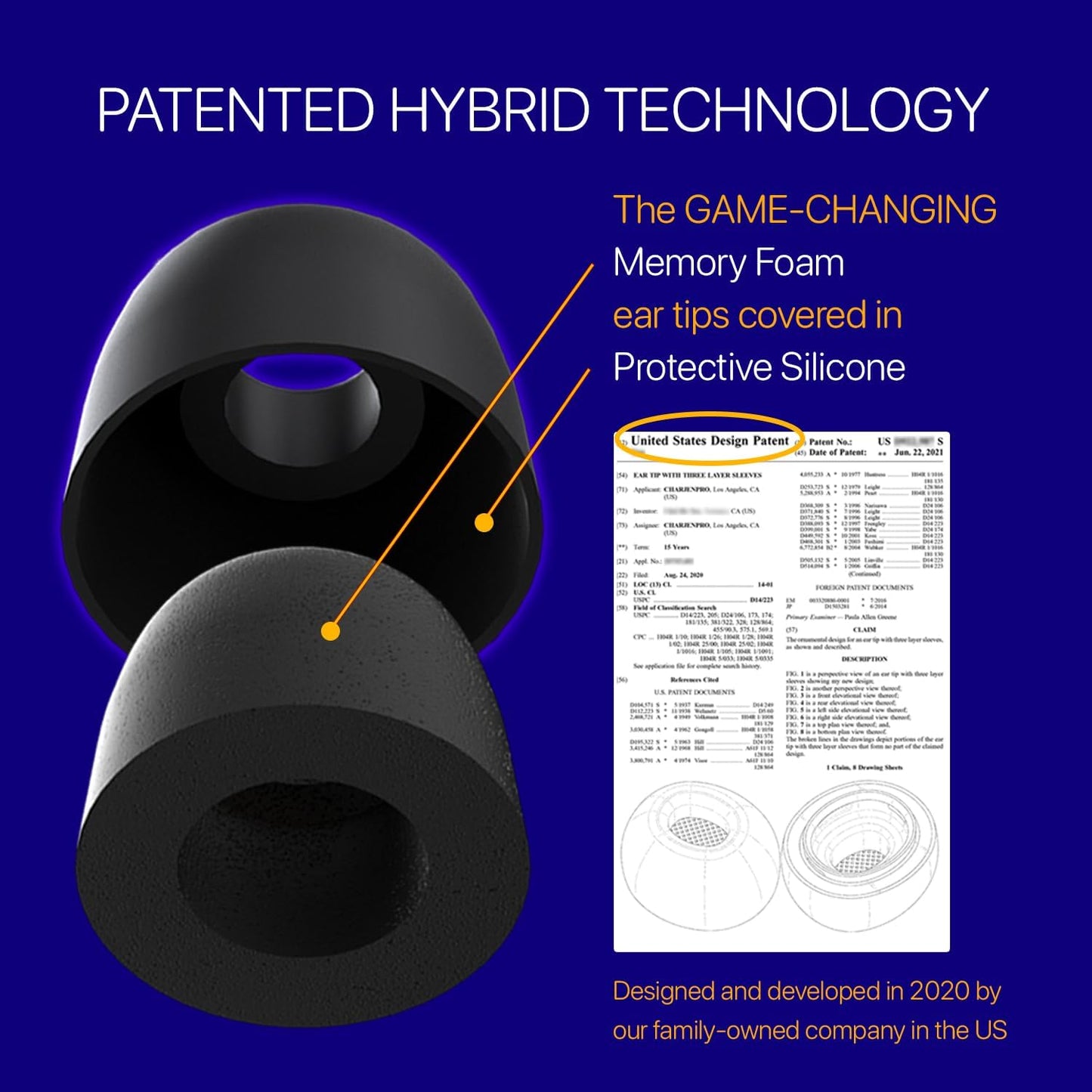 AirFoams Pro Universal Memory Foam Ear Tips with Silicone Shield Patented for Sony WF-1000XM5, WF-1000XM4, Powerbeats Pro 2, Beat Fit Pro, Beats Studio Buds Plus, Beats Flex. Replacement. (SML)