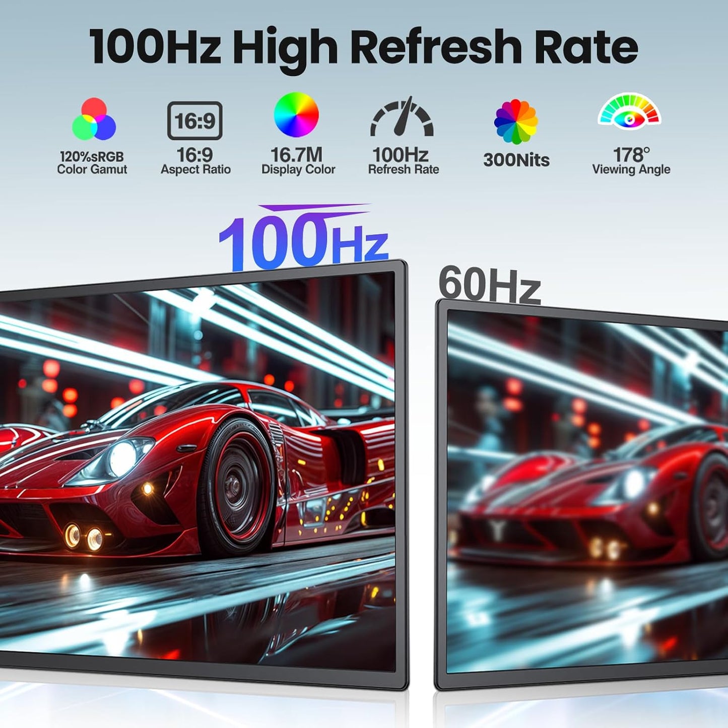 23.8'' Portable Monitor,FHD 1080P 100Hz IPS Laptop Screen Extender,USB-C HDMI Large Office Gaming Second Monitor Extender with Detachable Stand for Mac Windows PS5 Xbox Switch(Built-in Speakers)