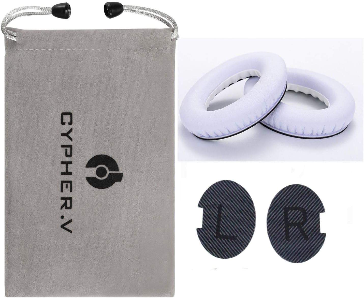 Headphones Replacement Ear Pads,for Bose Quietcomfort QC15 QC25 QC35 35 ii (White)