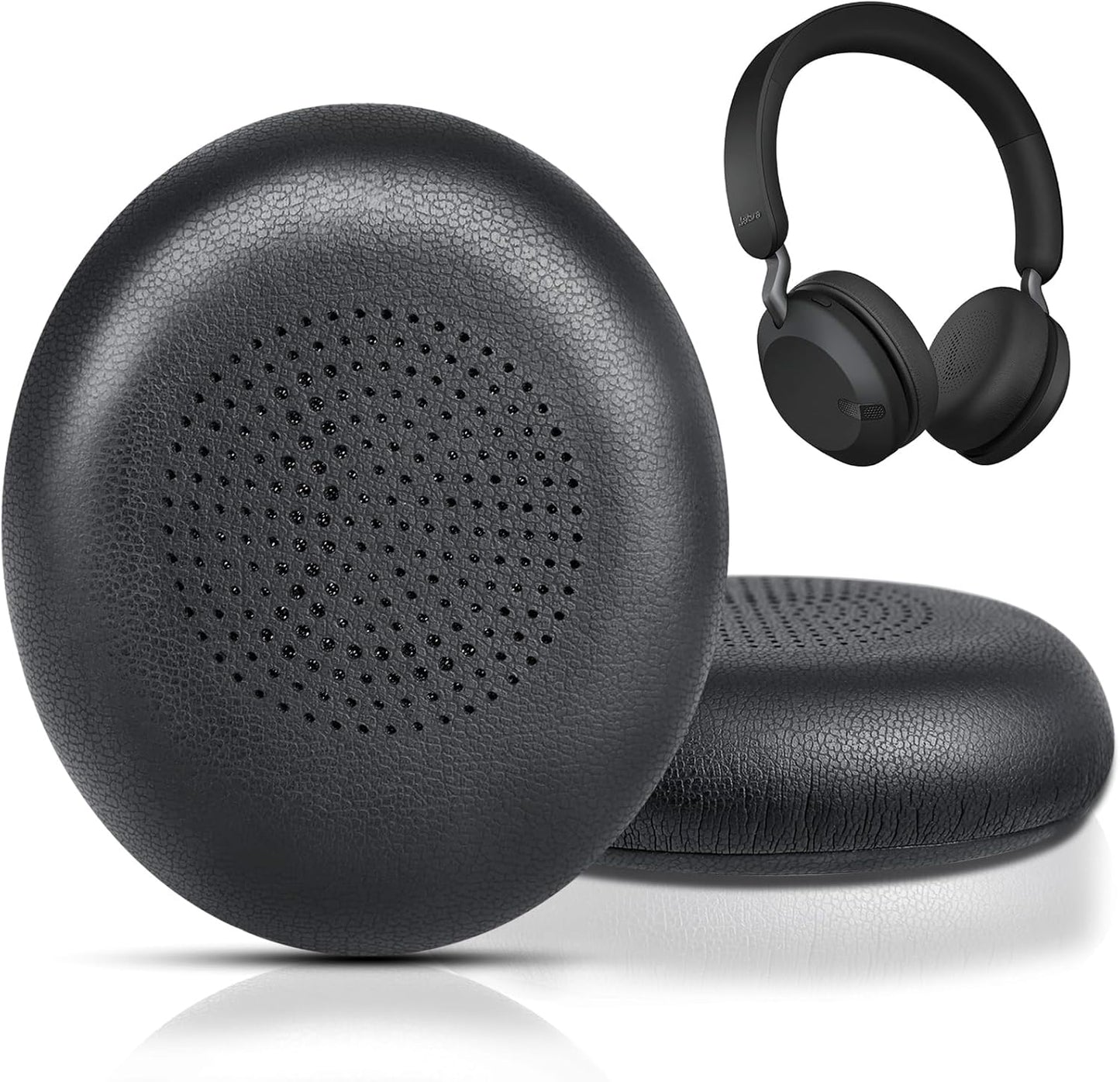 Ear Pads Replacement for Jabra Evolve2 65 (65MS 65UC USB)/Evolve2 40 (40UC 40MS USB)/Elite 45h On-Ear Wireless Headphones, Ear Cushions with Protein Leather