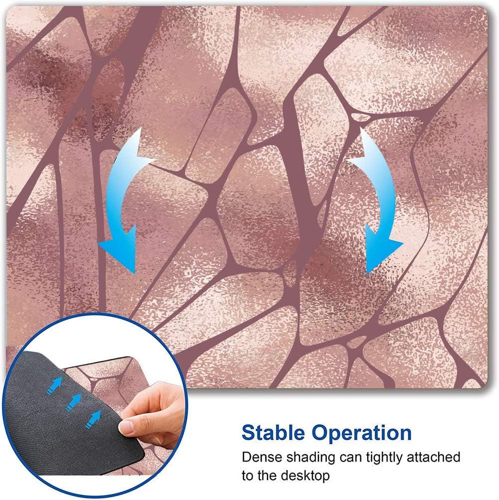 Rose Gold Marble Mouse Pad with Irregular Geometric Design - Gaming Mouse Mat with Waterproof Square Surface, Non-Slip Rubber Base for Office, Home, Laptop, Travel - 9.5"x7.9"x0.12" Inch