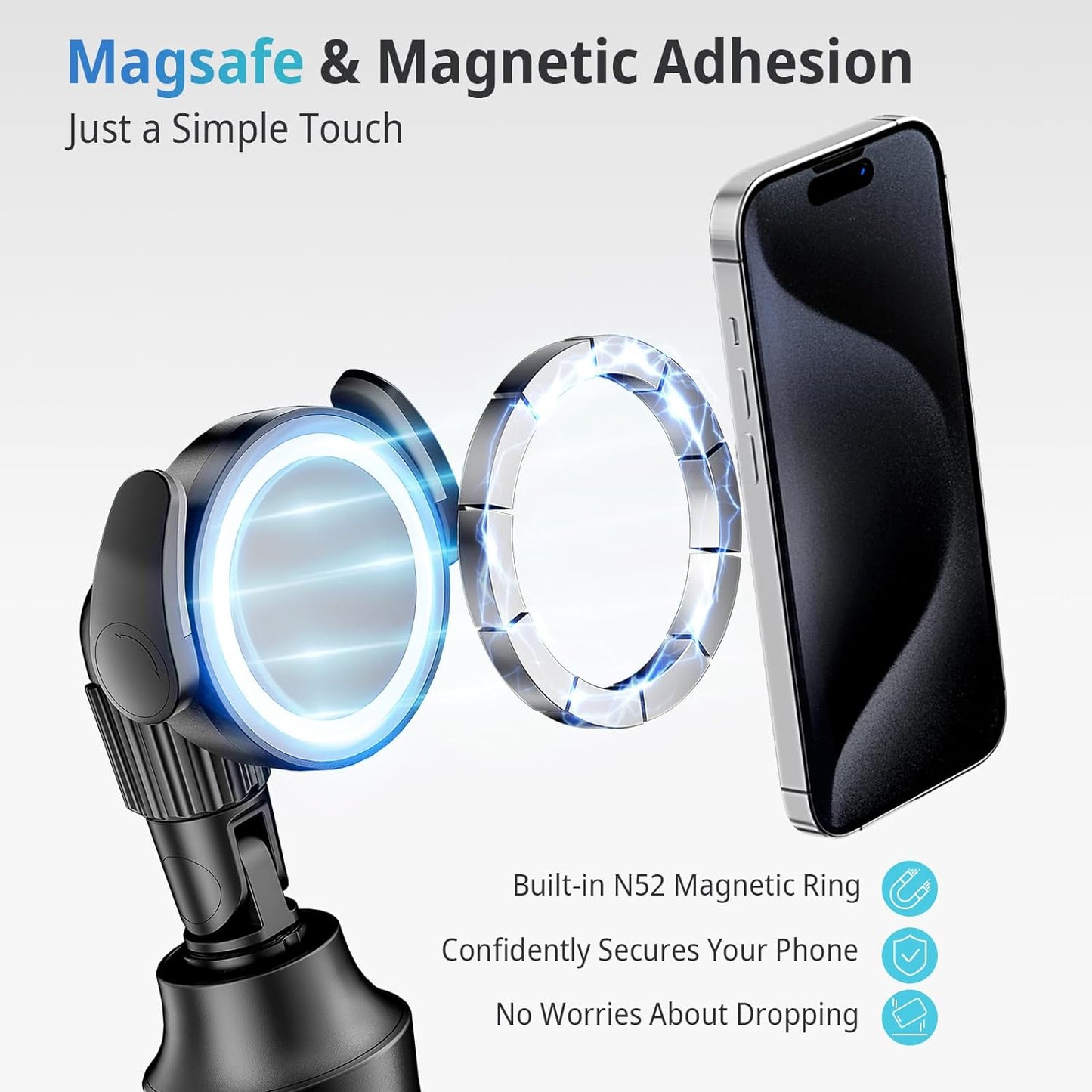 UBeesize 68'' Magnetic Selfie Stick Phone Tripod With Wireless Remote, Extendable Stand, Compatible With MagSafe, for iPhone 15 14 13 12 Series and Android Phones