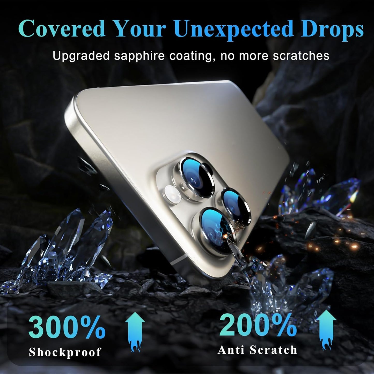 YWXTW Camera Lens Protector for iPhone 16 Pro/iPhone 16 Pro Max, [1 Step Installation Tray] Tempered Glass Screen Protector Metal Individual Camera Cover Accessories (Natural Titanium-2Pack)