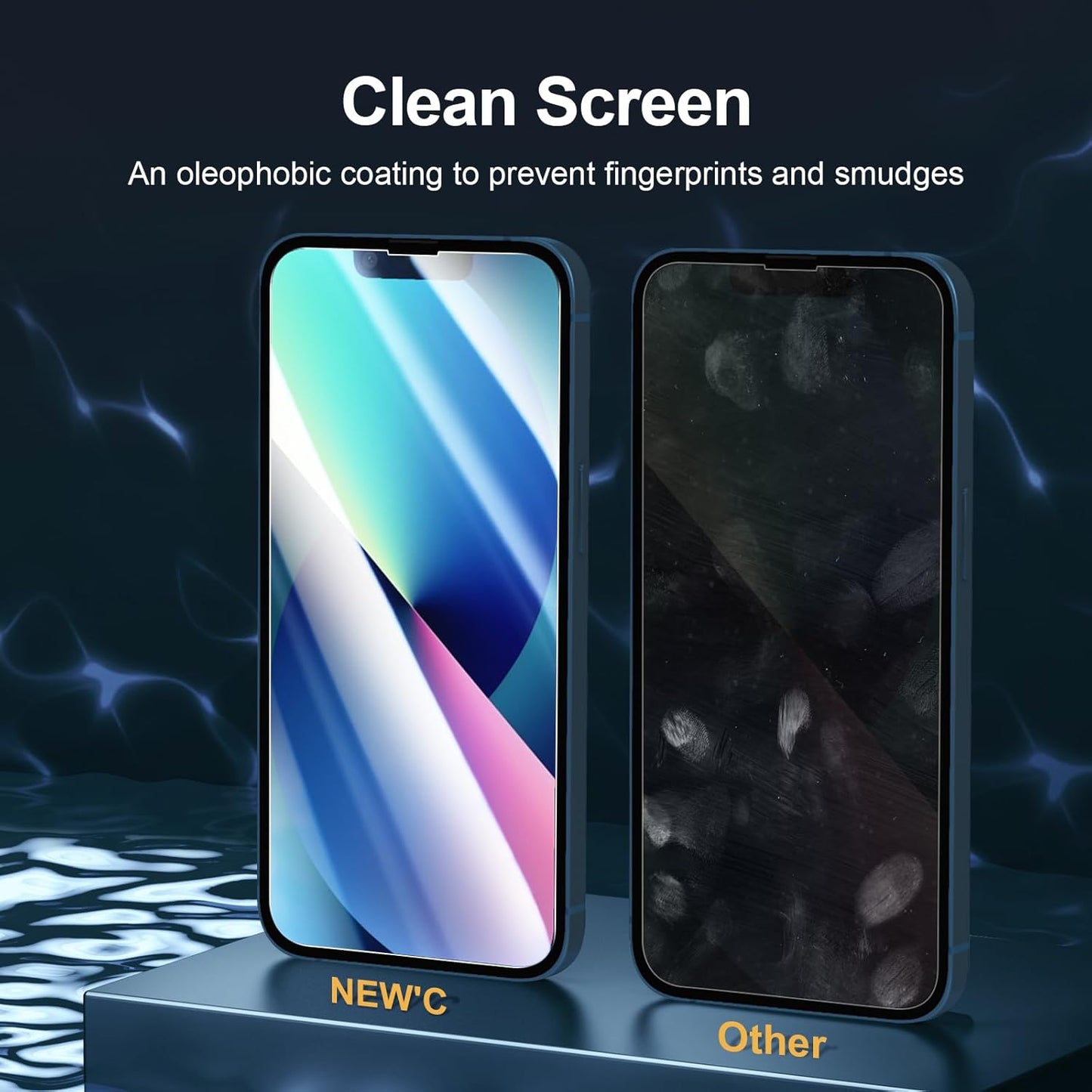 NEW'C 3 Pack Designed for iPhone 14,iPhone 13,iPhone 13 Pro Screen Protector (6.1 inches),Tempered Glass with easy installation tool included,Case Friendly Ultra Resistant