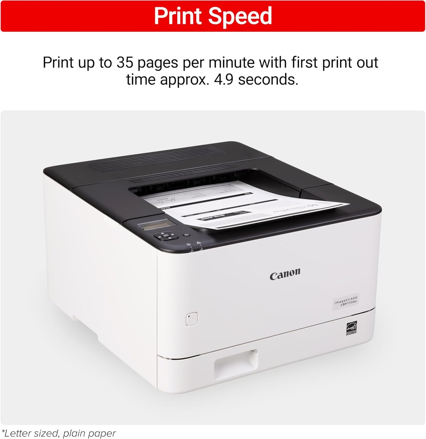 Canon imageCLASS LBP172dw – Monochrome Duplex, Wireless Laser Printer, Single Function, Home Office, Mobile Ready, 1 Year Limited Warranty, 35 PPM, White