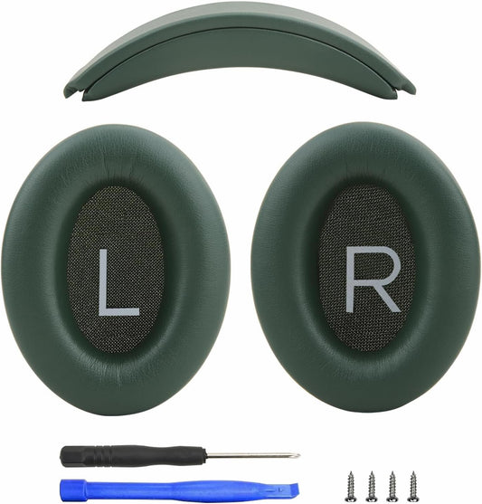 Protein Leather Ear Pads for Bose QuietComfort QC35 QC45 Headband Cushion Cover Replacement Kits with Protein Leather& Memory Foam (Cypress Green)