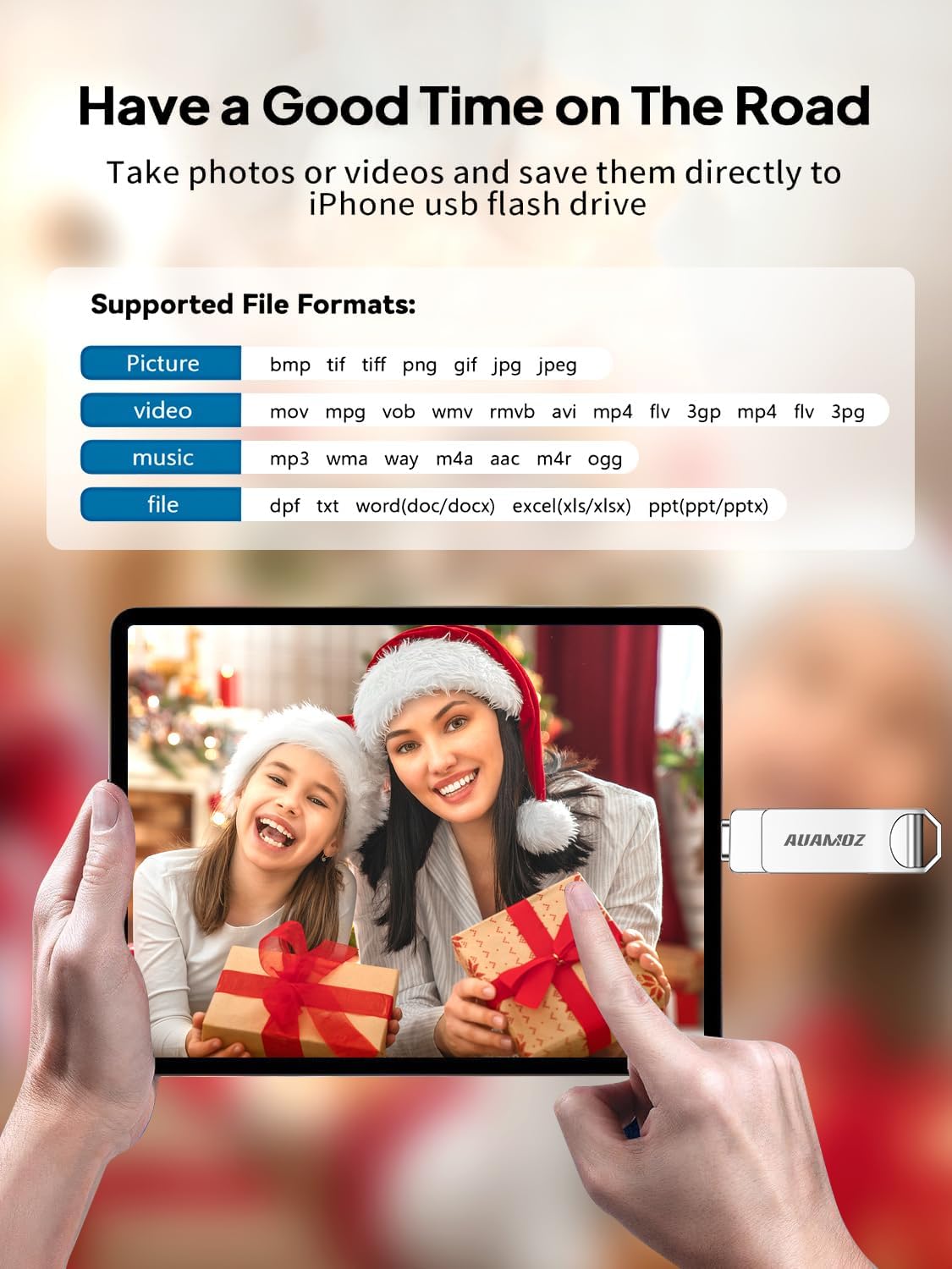 256GB Flash Drive Intended for iPhone, Memory Stick Storage Files Photos Videos Backup, Compatible with iPhone iPad Android PC, Plug and Play, No Application Required (Metal Silver)