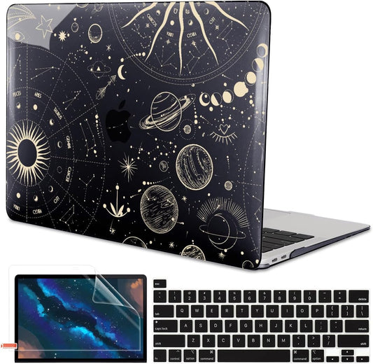 Compatible with MacBook Pro 13 inch Case 2022 2021-2016 A2338 M2/M1 A2251 A2289 A2159 A1989 A1706 Model, Pattern Plastic Hard Shell Keyboard Cover Screen Film Webcam Cover, Constellation
