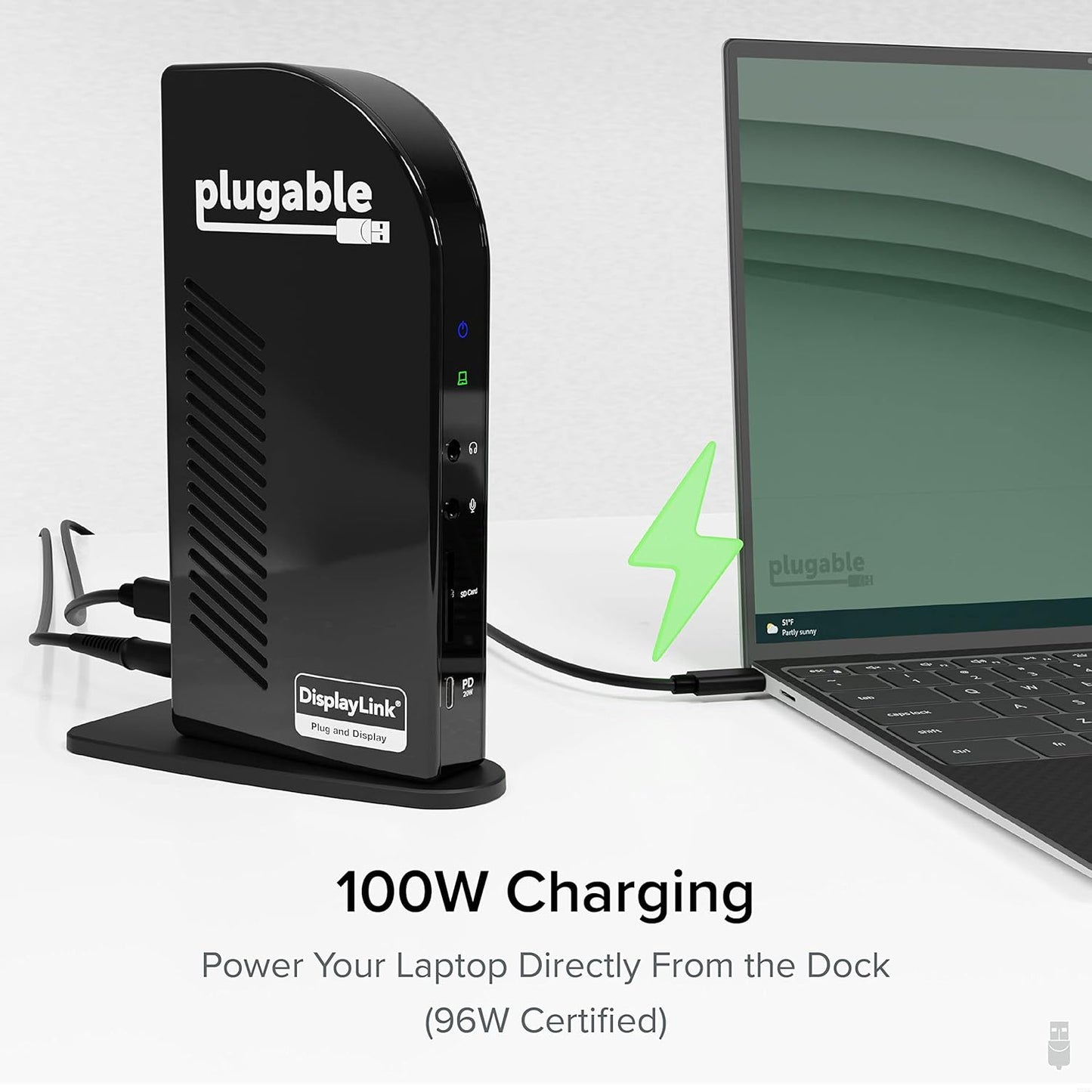 Plugable 14-in-1 USB C Docking Station | 4X HDMI Quad Dock with 100W Charging, HDMI Displays | Compatible with Windows, Thunderbolt (4X USB, 1x USB-C, Ethernet, SD Card, Audio) UD-3900C4