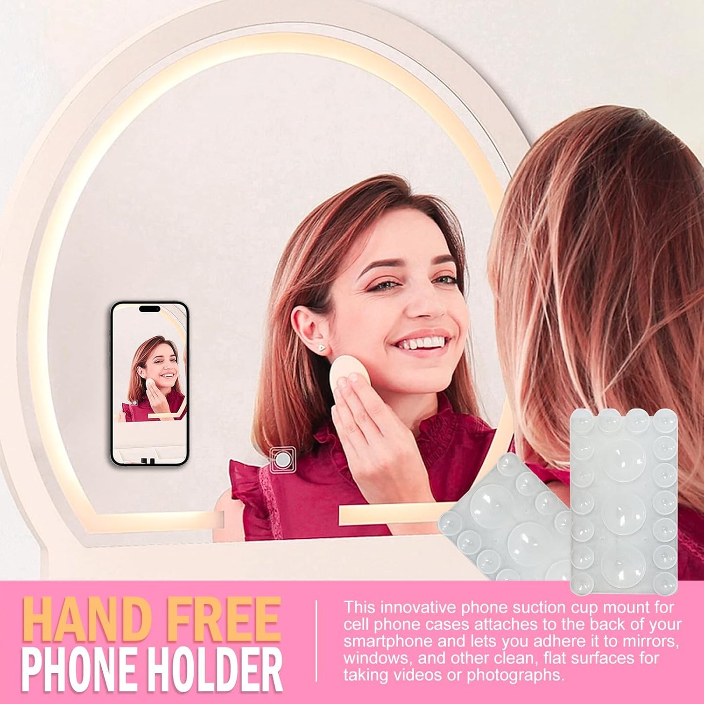 2024 Upgrade 2PCS Silicone Suction Cup Phone Case Adhesive Mount,Adhesive Grip, Sticky Suction Cup Phone Holder & Suction Phone case Holder TikTok & Selfies (Transparent, 3+16 Single Sided)